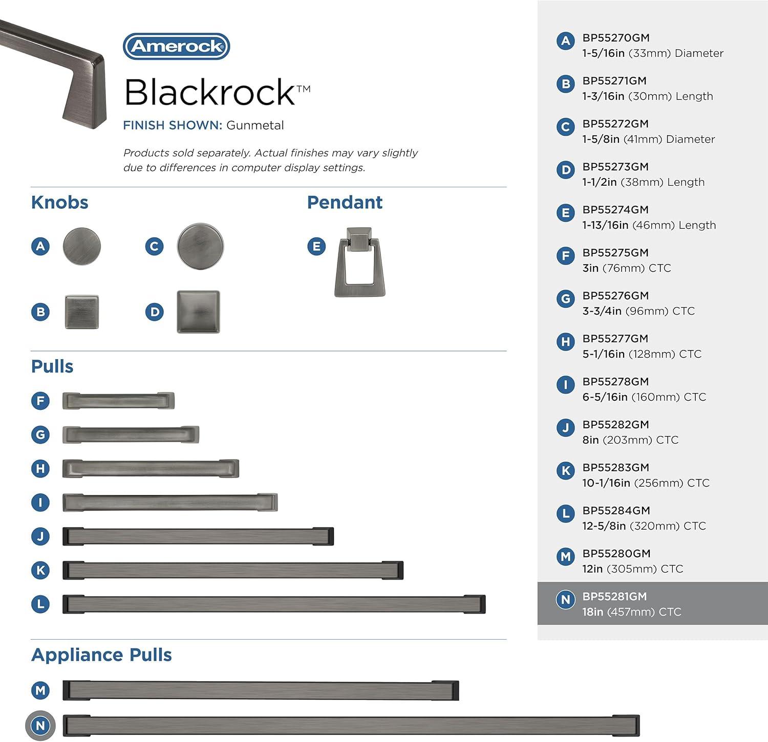 imageAmerock Appliance Pull Black Bronze 12 inch 305 mm Center to Center Blackrock 1 Pack Drawer Pull Drawer Handle Cabinet HardwareGunmetal