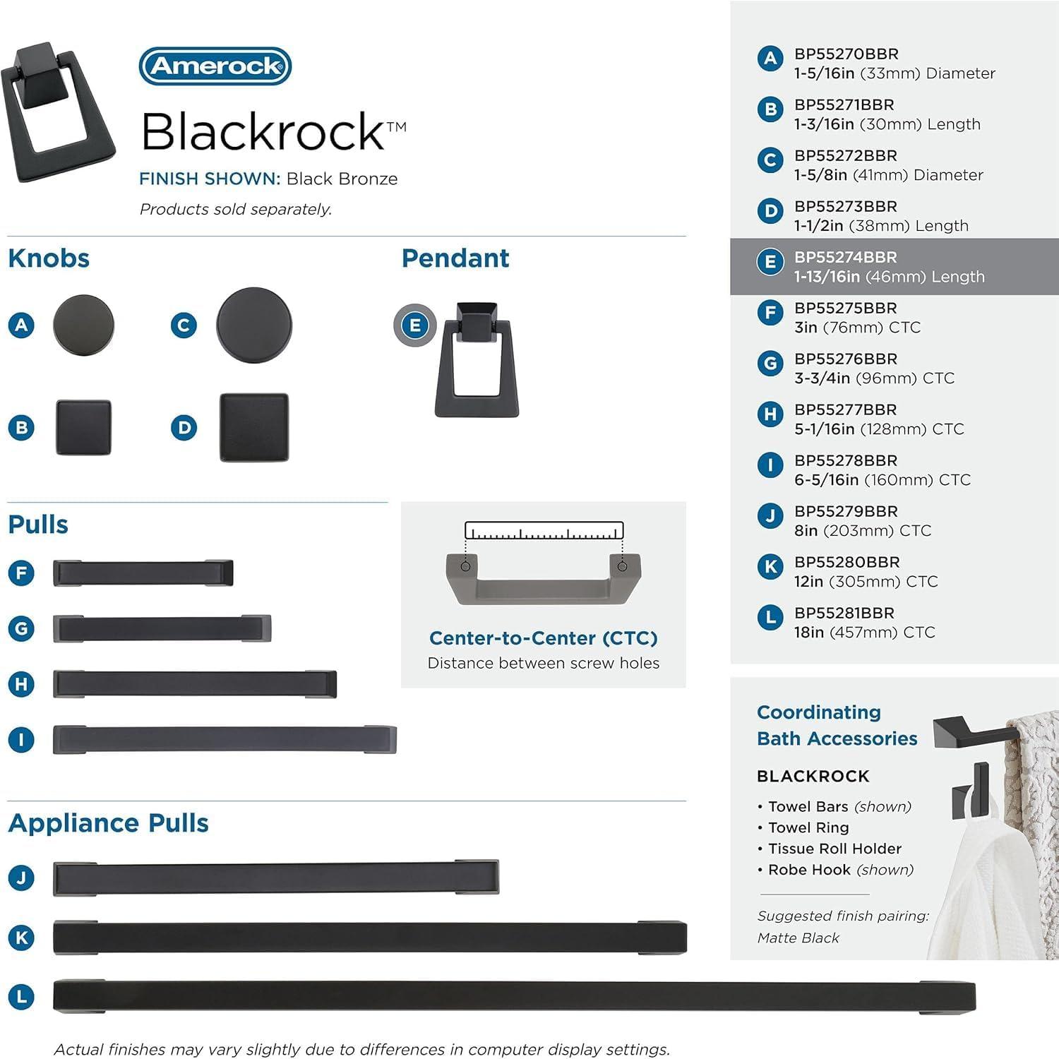 imageAmerock Cabinet Knob Black Bronze 158 inch 41 mm Diameter Blackrock 1 Pack Drawer Knob Cabinet HardwareBlack Bronze