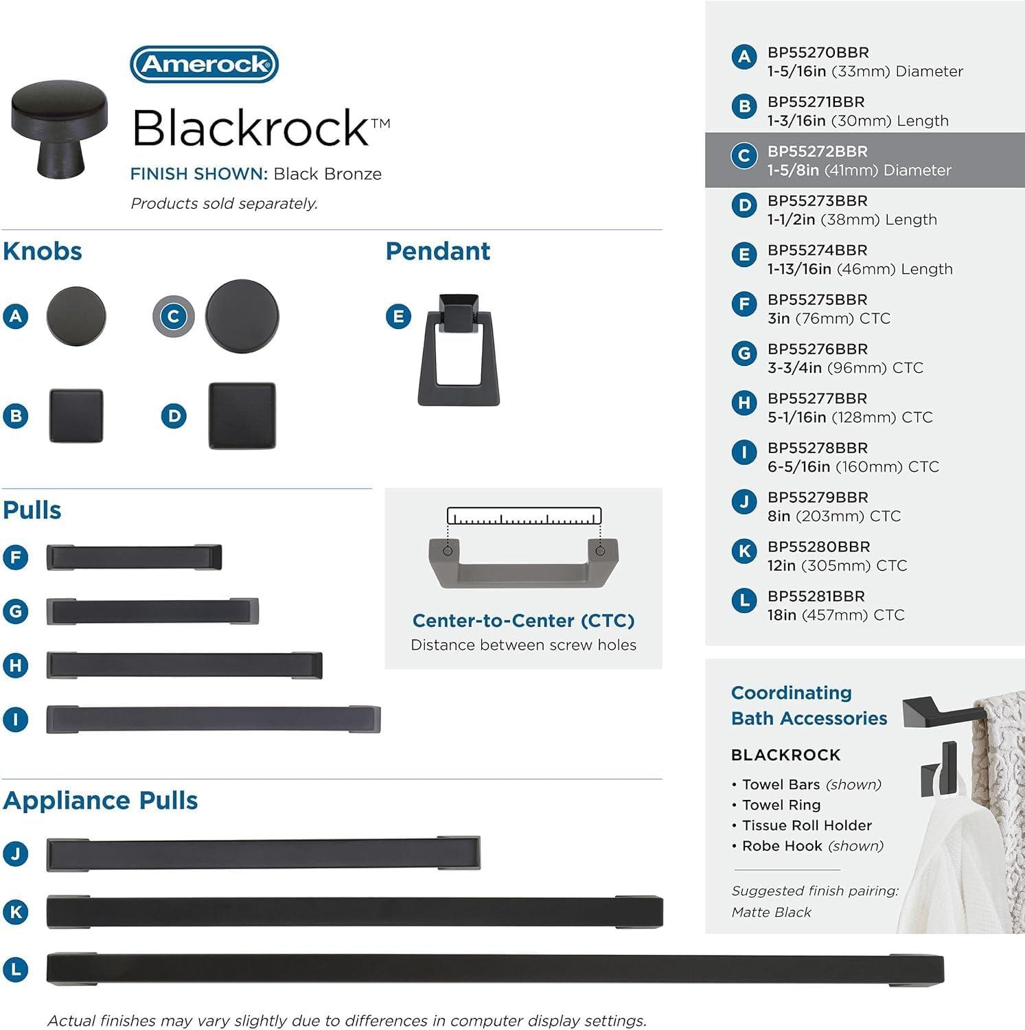 imageAmerock Cabinet Knob Black Bronze 158 inch 41 mm Diameter Blackrock 1 Pack Drawer Knob Cabinet HardwareBlack Bronze