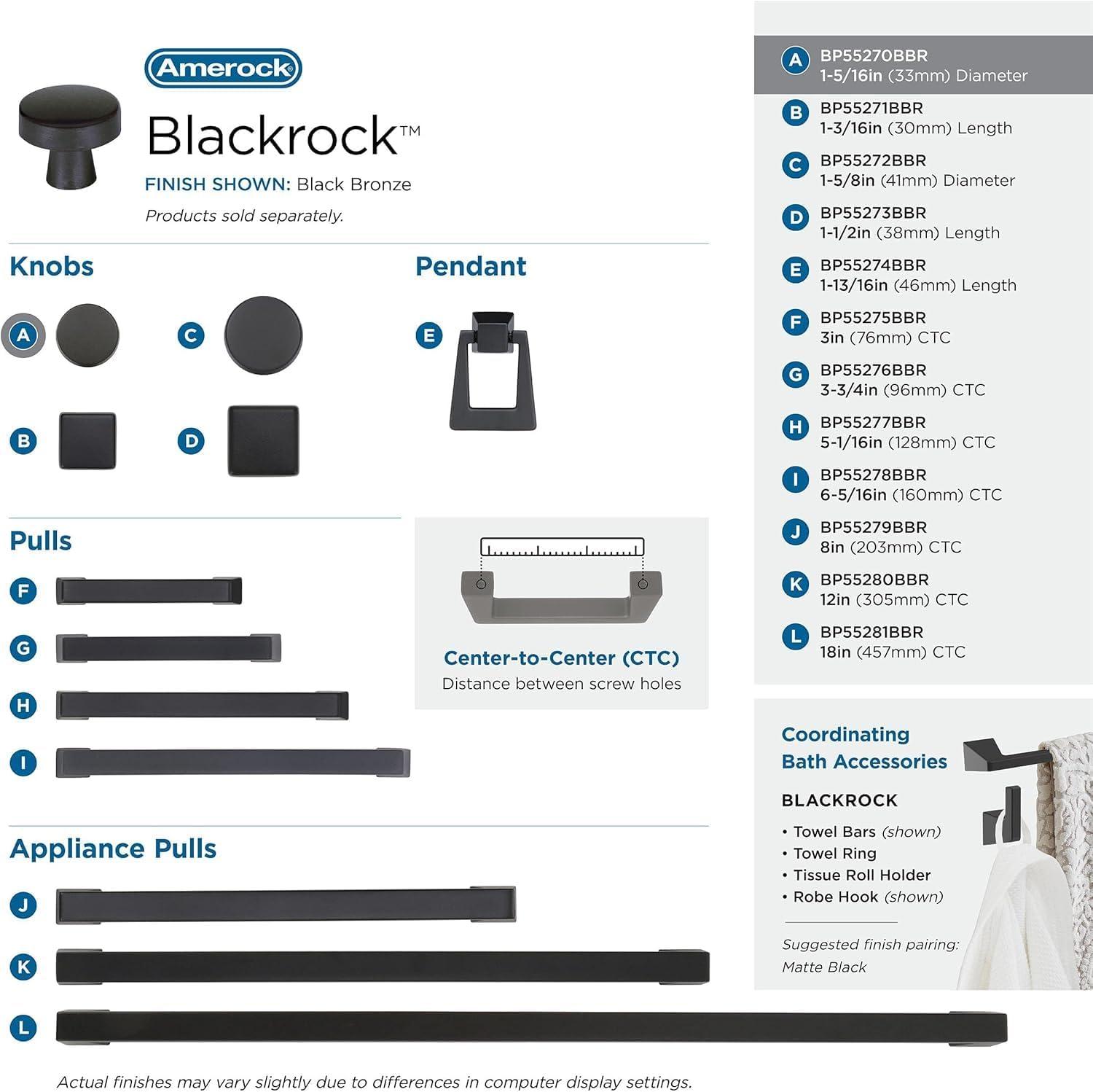 imageAmerock Cabinet Knob Black Bronze 158 inch 41 mm Diameter Blackrock 1 Pack Drawer Knob Cabinet HardwareBlack Bronze