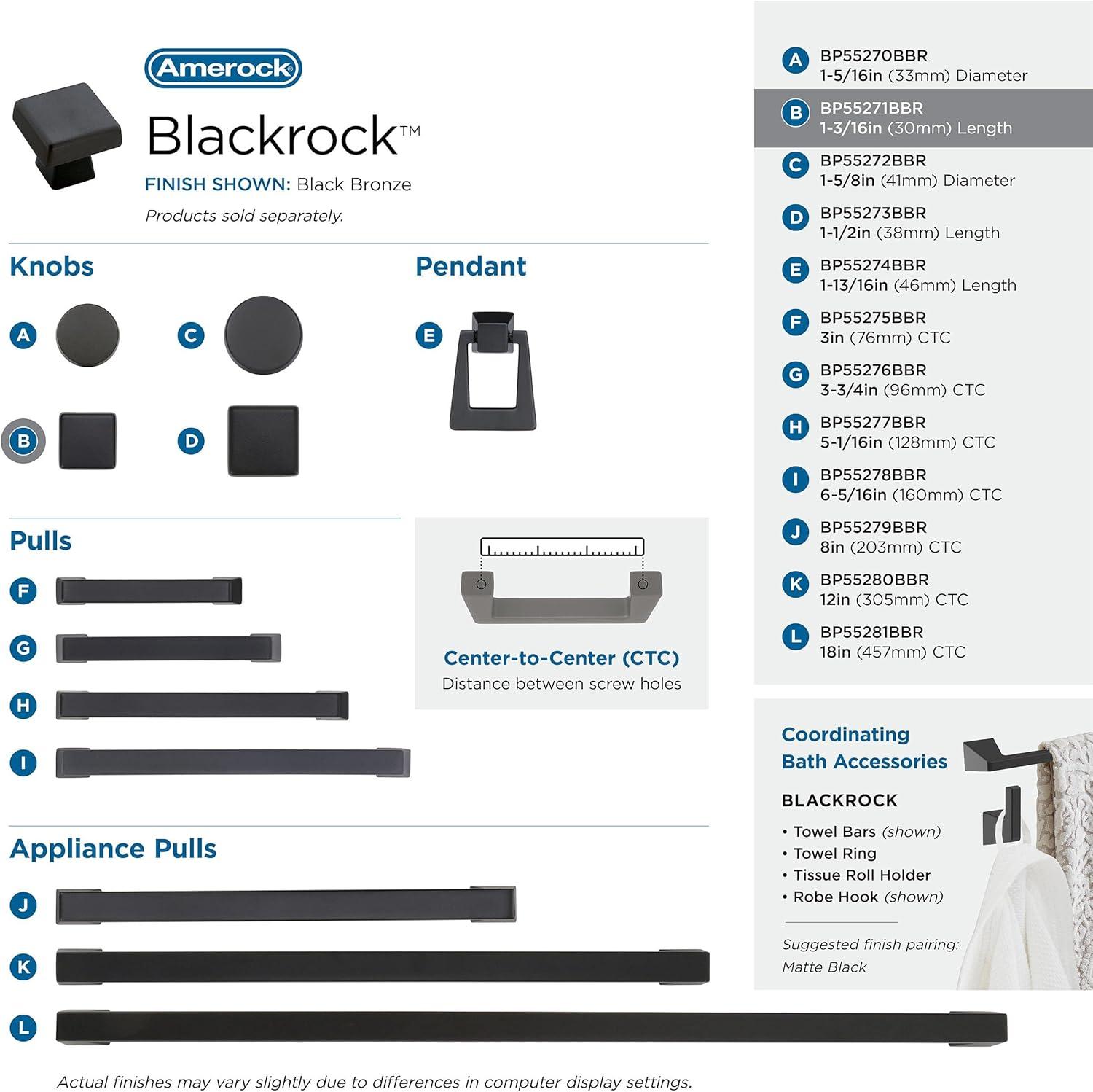 imageAmerock Cabinet Knob Black Bronze 158 inch 41 mm Diameter Blackrock 1 Pack Drawer Knob Cabinet HardwareBlack Bronze