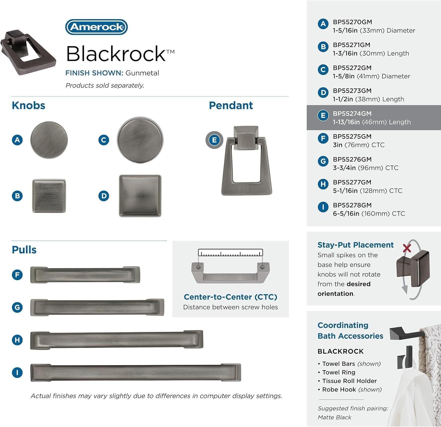 imageAmerock Cabinet Knob Black Bronze 158 inch 41 mm Diameter Blackrock 1 Pack Drawer Knob Cabinet HardwareGunmetal