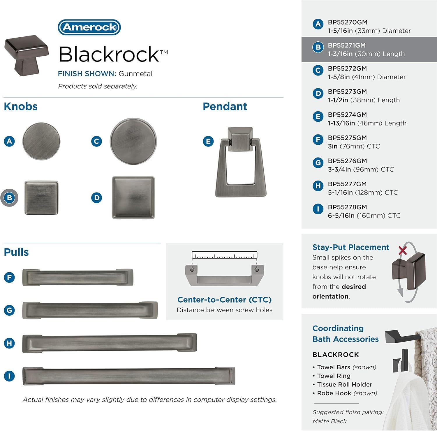 imageAmerock Cabinet Knob Black Bronze 158 inch 41 mm Diameter Blackrock 1 Pack Drawer Knob Cabinet HardwareGunmetal