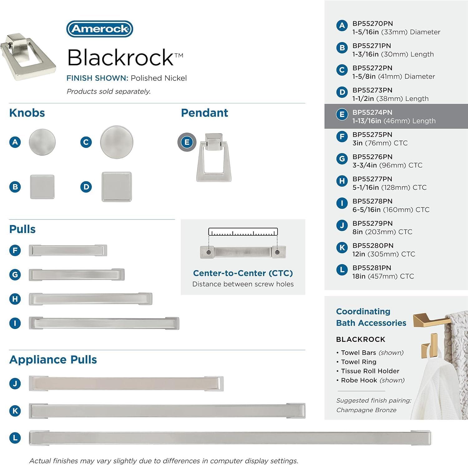 imageAmerock Cabinet Knob Black Bronze 158 inch 41 mm Diameter Blackrock 1 Pack Drawer Knob Cabinet HardwarePolished Nickel