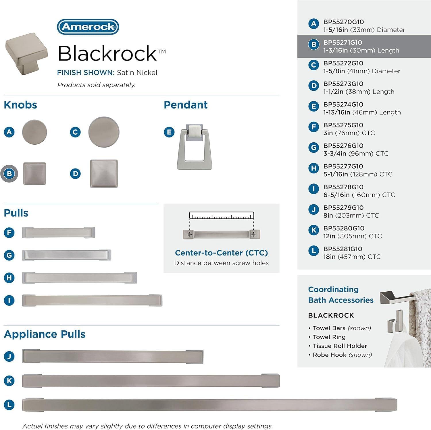 imageAmerock Cabinet Knob Black Bronze 158 inch 41 mm Diameter Blackrock 1 Pack Drawer Knob Cabinet HardwareSatin Nickel