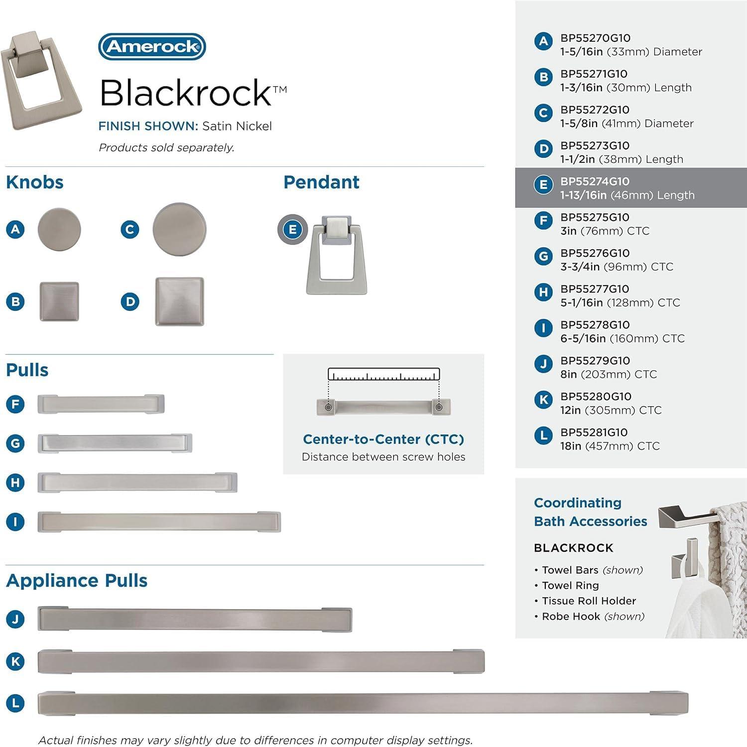 imageAmerock Cabinet Knob Black Bronze 158 inch 41 mm Diameter Blackrock 1 Pack Drawer Knob Cabinet HardwareSatin Nickel