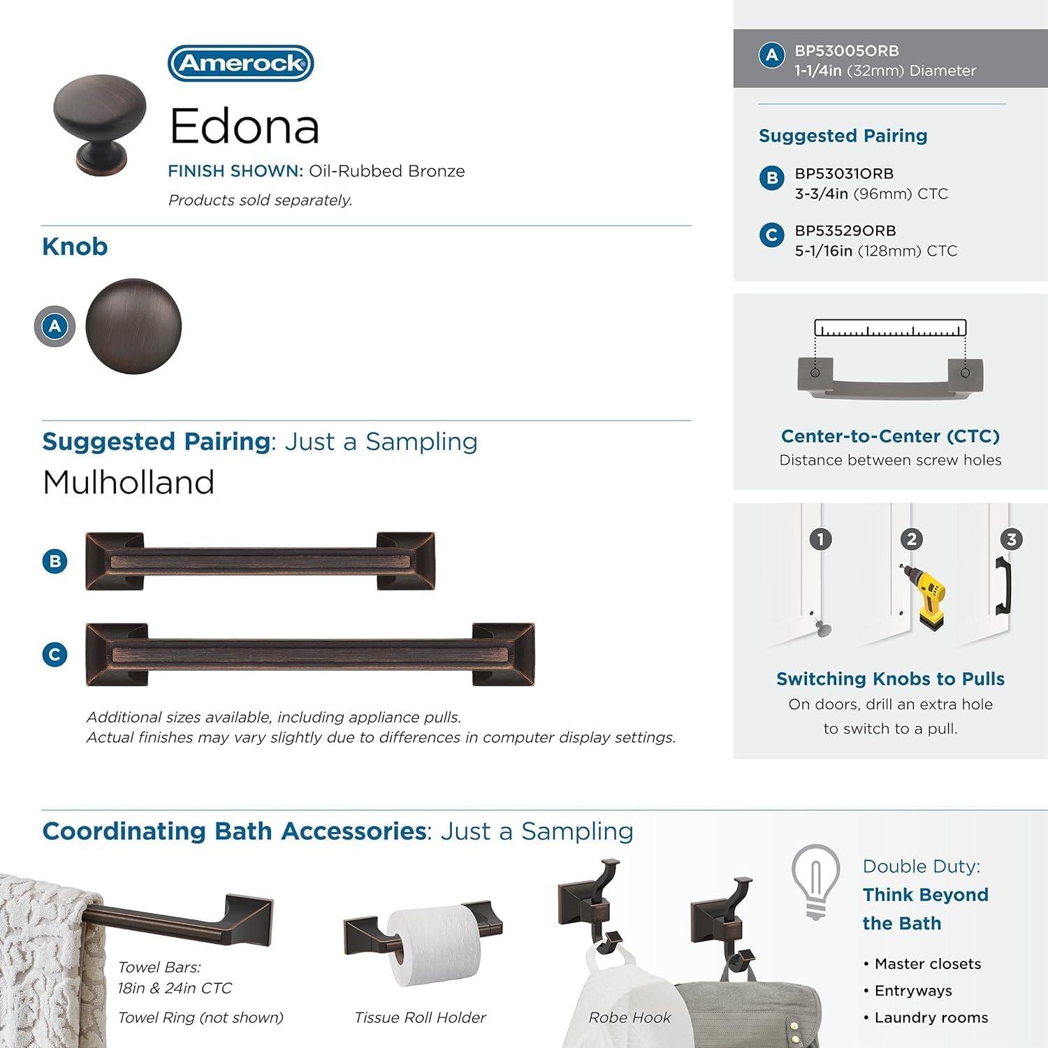 imageAmerock Cabinet Knob Oil Rubbed Bronze 114 inch 32 mm Diameter Edona 10 Pack Drawer Knob Cabinet HardwareOil Rubbed Bronze