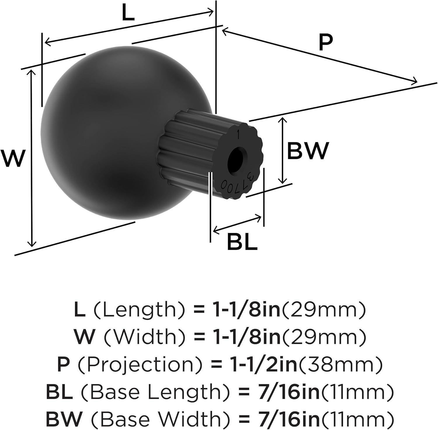 imageAmerock Cowrie 118 inch 29mm Diameter Polished Chrome Cabinet Knob BP3770026Matte Black