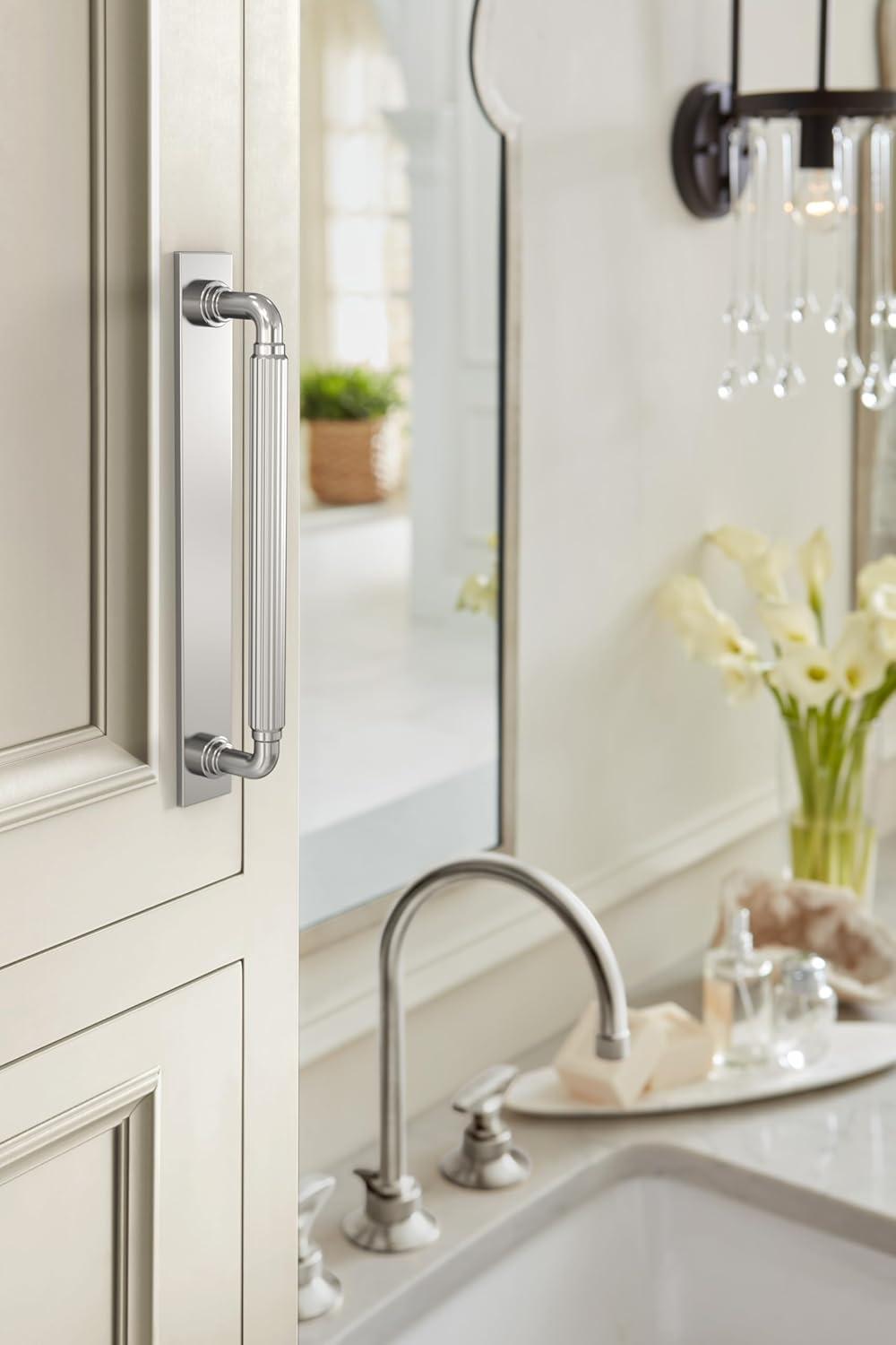 imageAmerock Ladera 6516 inch 160mm CentertoCenter Rectangle Matte Black Cabinet Pull Backplate BP37764MBPolished Chrome