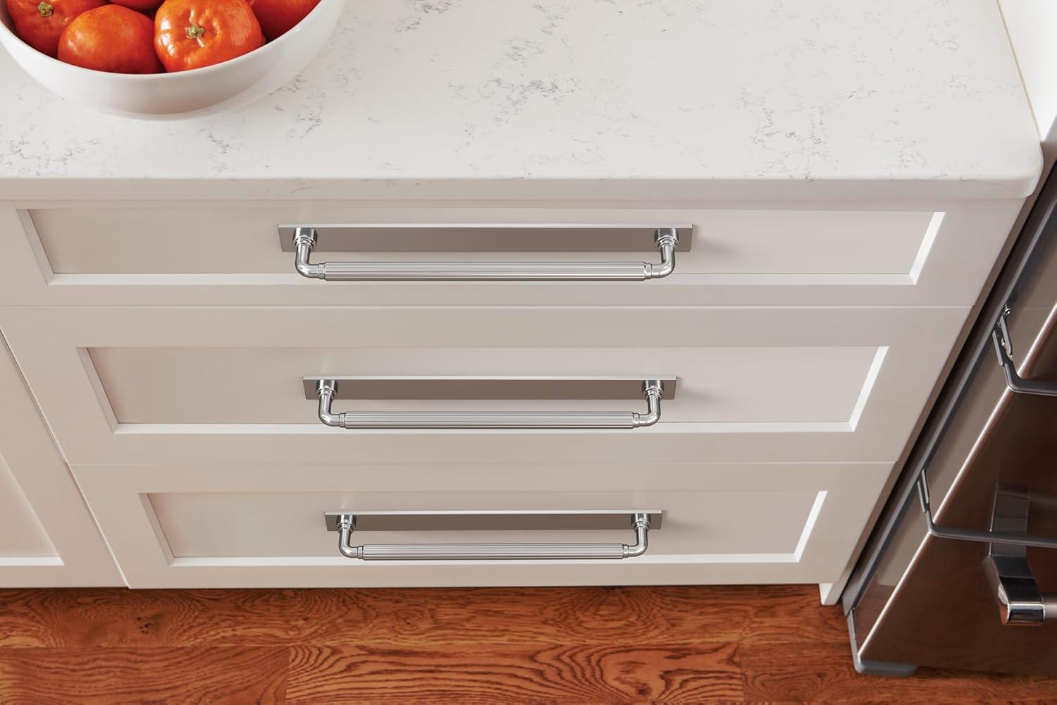 imageAmerock Ladera 6516 inch 160mm CentertoCenter Rectangle Matte Black Cabinet Pull Backplate BP37764MBPolished Chrome