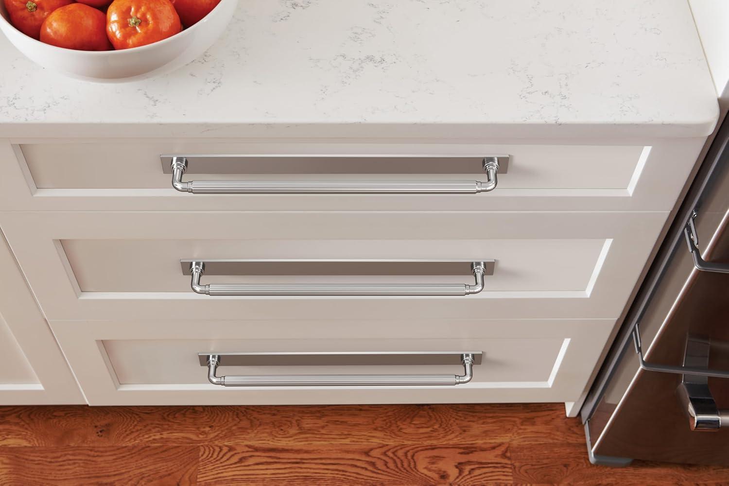 imageAmerock Ladera 6516 inch 160mm CentertoCenter Rectangle Matte Black Cabinet Pull Backplate BP37764MBPolished Chrome