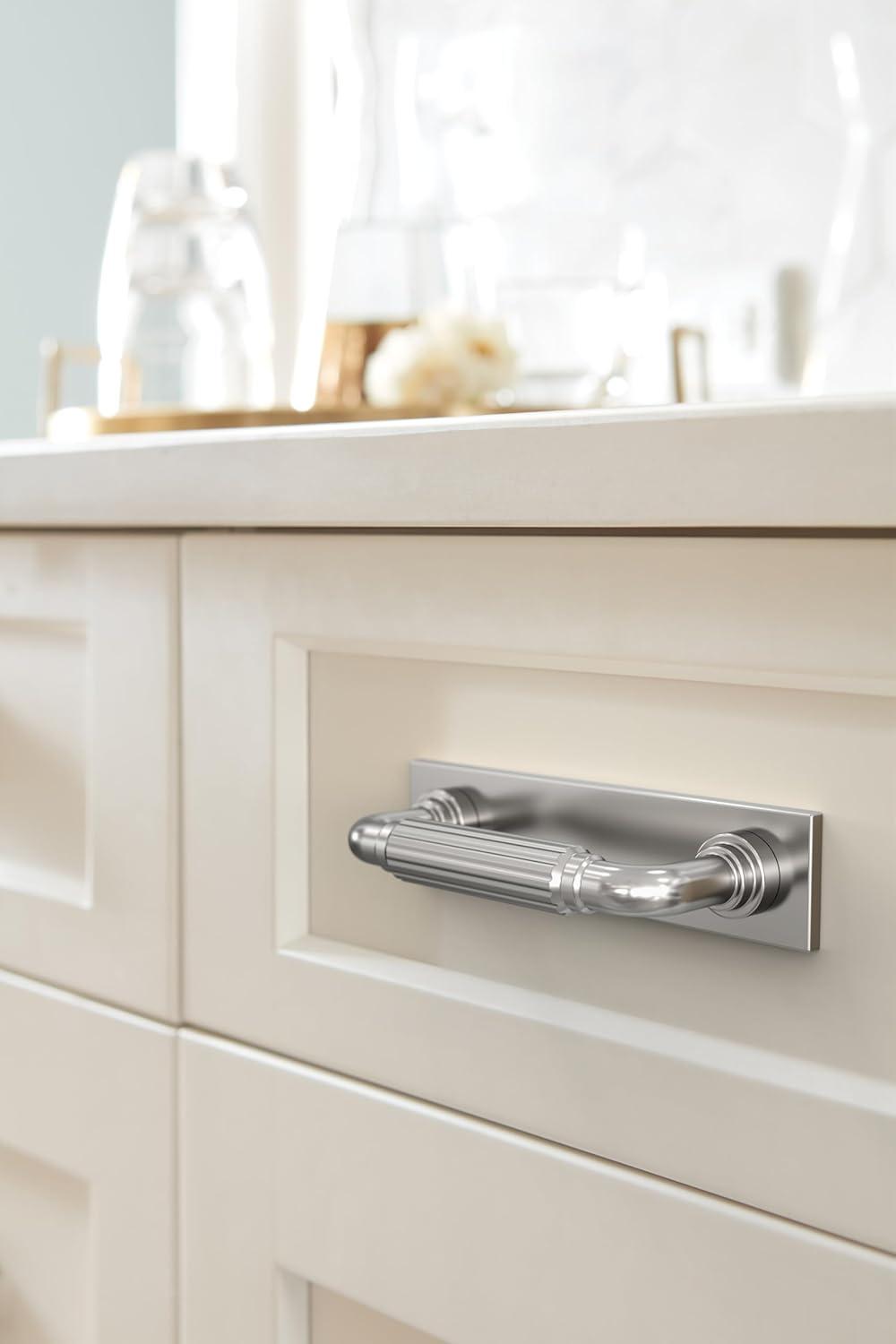 imageAmerock Ladera 6516 inch 160mm CentertoCenter Rectangle Matte Black Cabinet Pull Backplate BP37764MBPolished Chrome