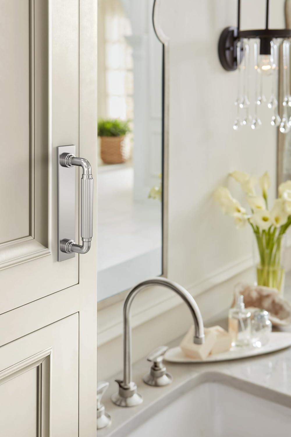 imageAmerock Ladera 6516 inch 160mm CentertoCenter Rectangle Matte Black Cabinet Pull Backplate BP37764MBPolished Chrome
