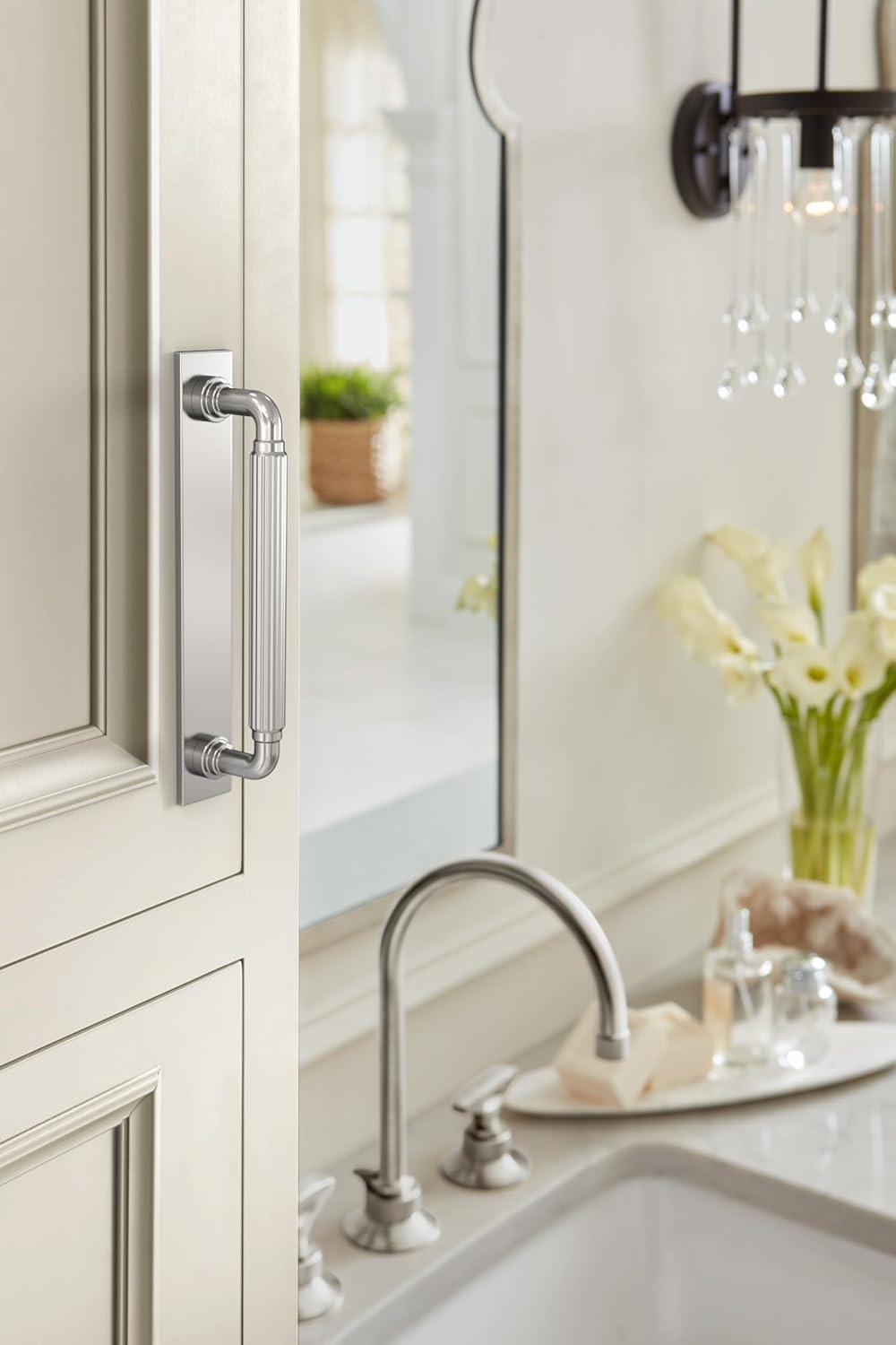imageAmerock Ladera 6516 inch 160mm CentertoCenter Rectangle Matte Black Cabinet Pull Backplate BP37764MBPolished Chrome