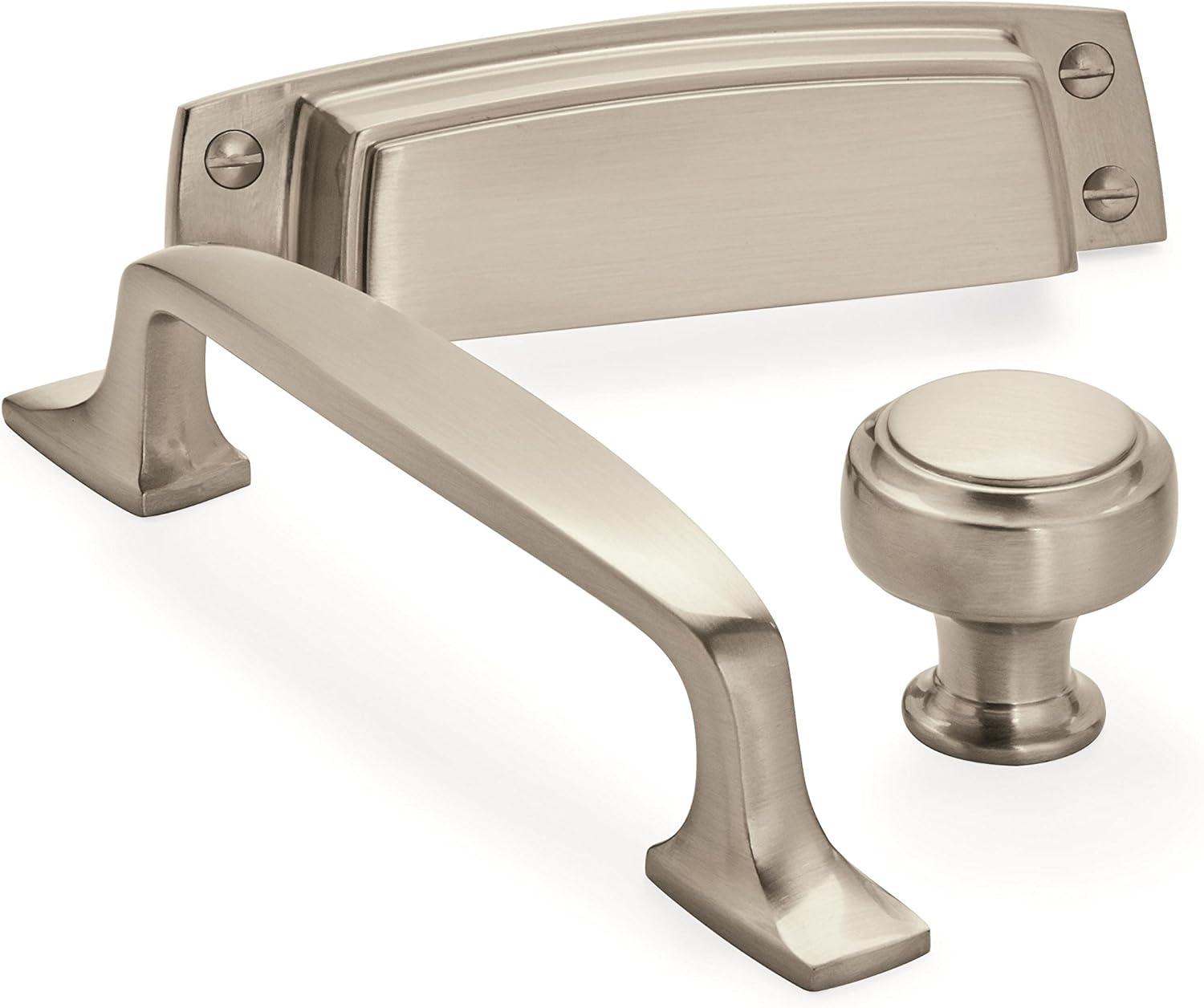 imageAmerock Cabinet Cup Pull Black Bronze 312 inch 89 mm Center to Center Highland Ridge 1 Pack Drawer Pull Drawer Handle Cabinet HardwareSatin Nickel