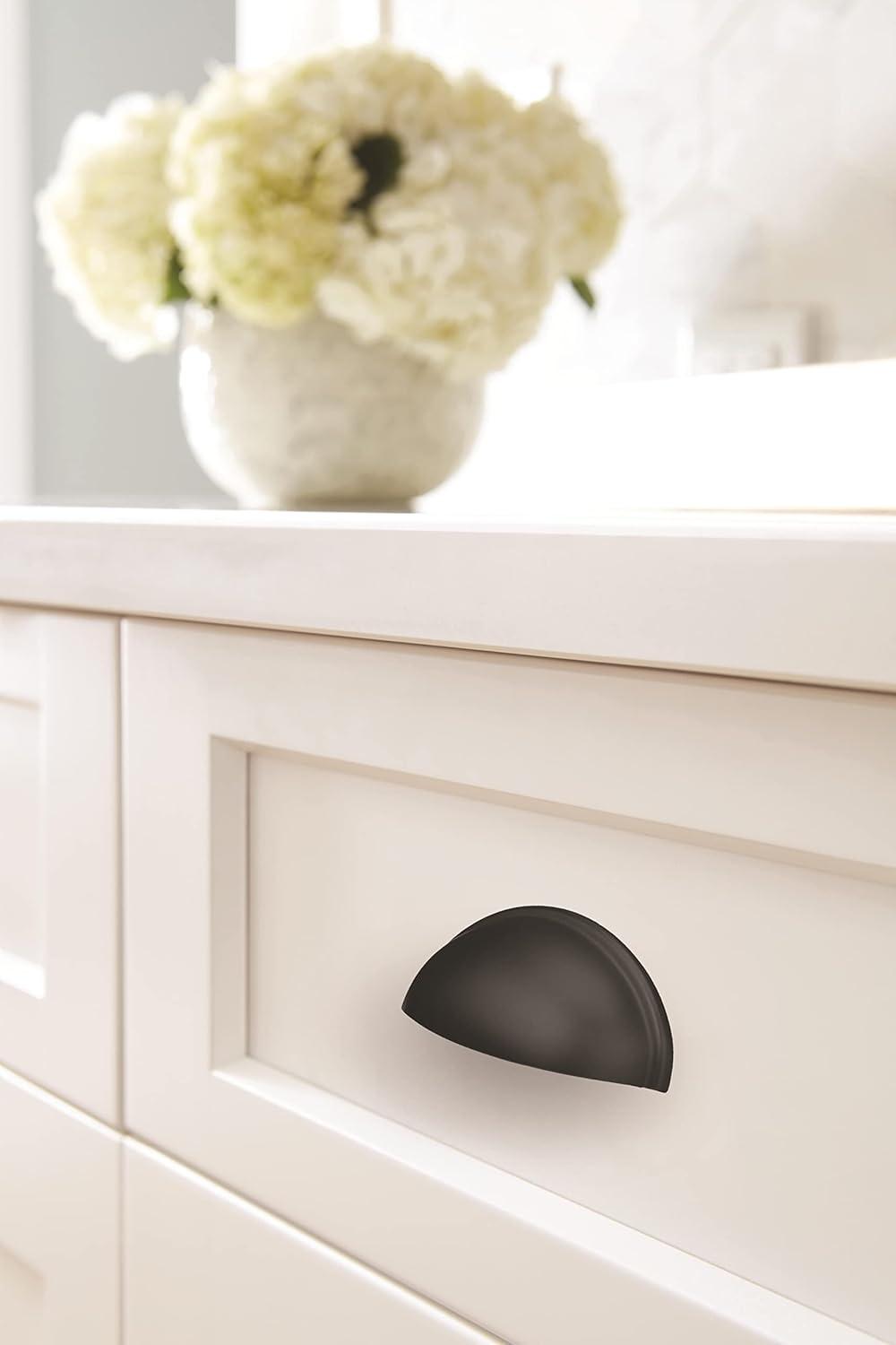 imageAmerock Cabinet Cup Pull Matte Black 3 inch 76 mm CentertoCenter Ravino Drawer Pull Drawer Handle Cabinet Hardware Pack of 1Matte Black