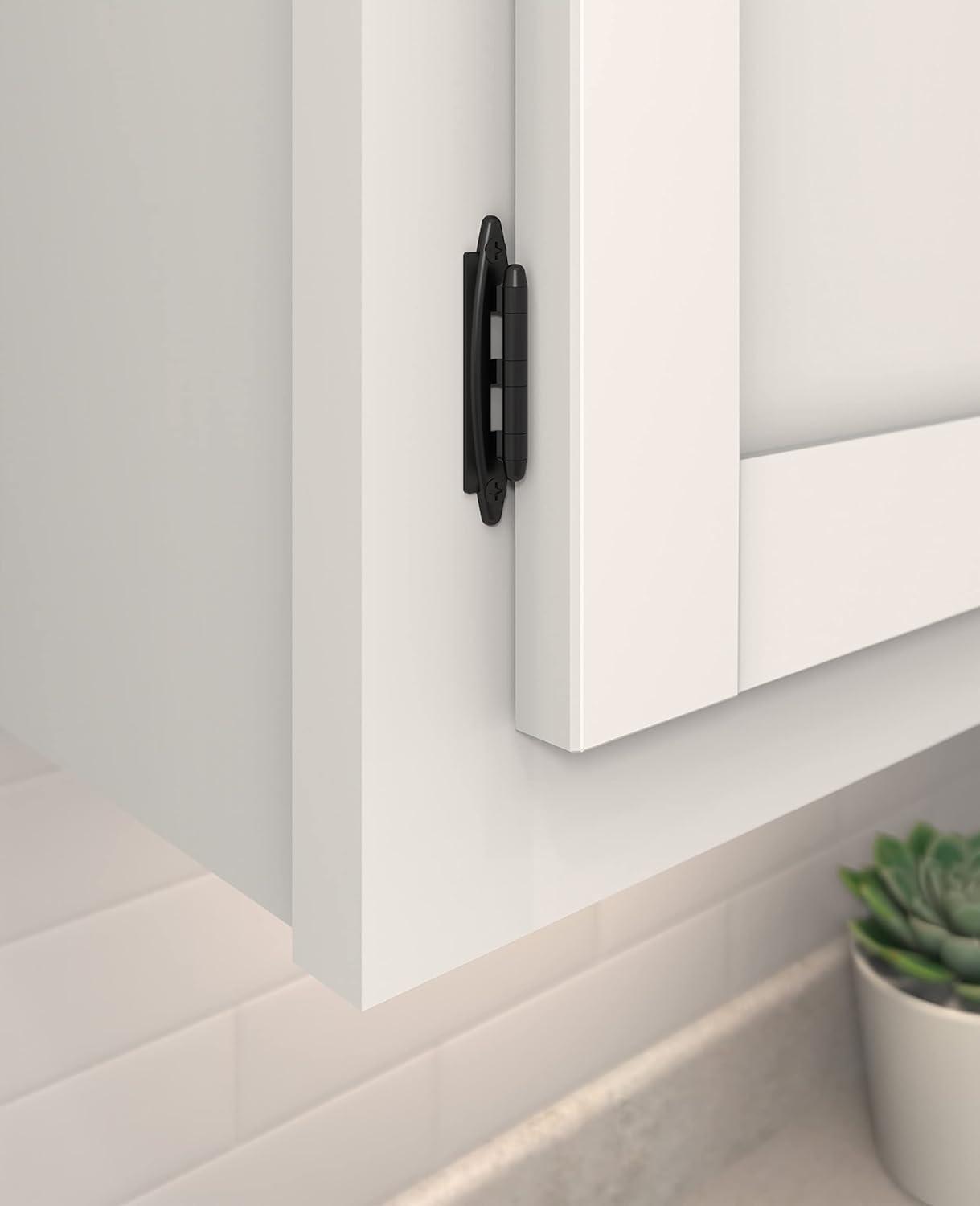 imageAmerock Cabinet Hinge 38 inch 10 mm Inset Polished Chrome 2 Pack SelfClosing Face Mount Cabinet DoorMatte Black
