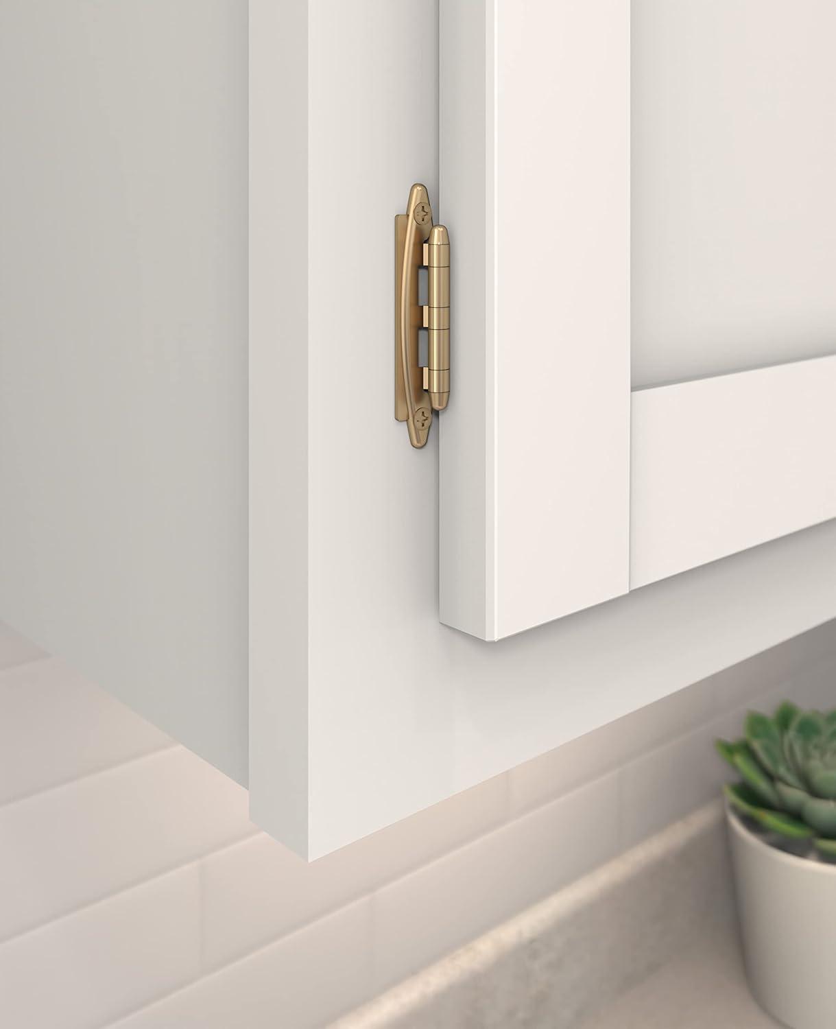 imageAmerock Cabinet Hinge 38 inch 10 mm Inset Satin Nickel 2 Pack Non SelfClosing Face Mount Cabinet DoorChampagne Bronze