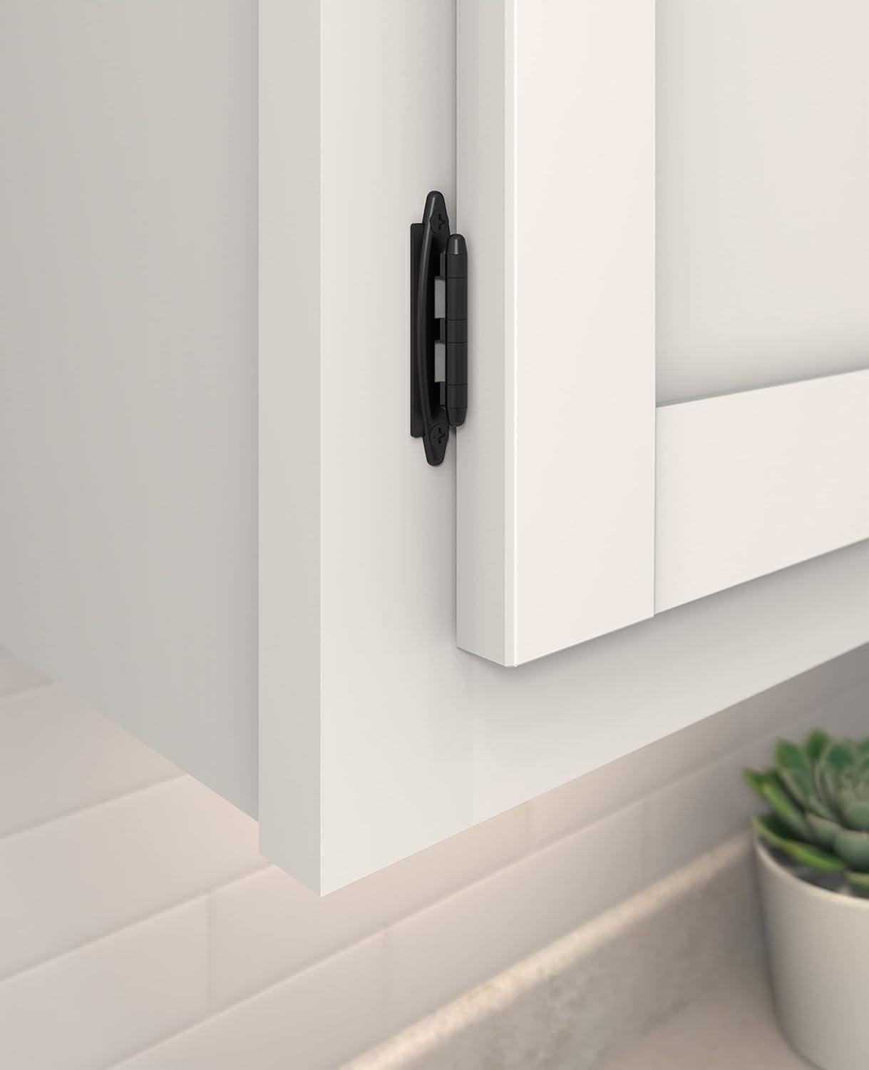 imageAmerock Cabinet Hinge 38 inch 10 mm Inset Satin Nickel 2 Pack Non SelfClosing Face Mount Cabinet DoorMatte Black