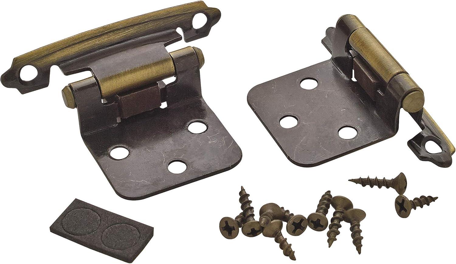 imageAmerock Cabinet Hinge Variable Overlay inge Antique Brass 2 Pack SelfClosing inge Face Mount inge Cabinet Door Hinge