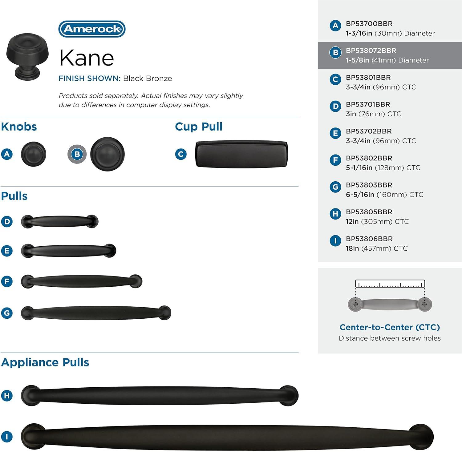 imageAmerock Cabinet Knob Black Bronze 1316 inch 30 mm Diameter Kane 1 Pack Drawer Knob Cabinet HardwareBlack Bronze