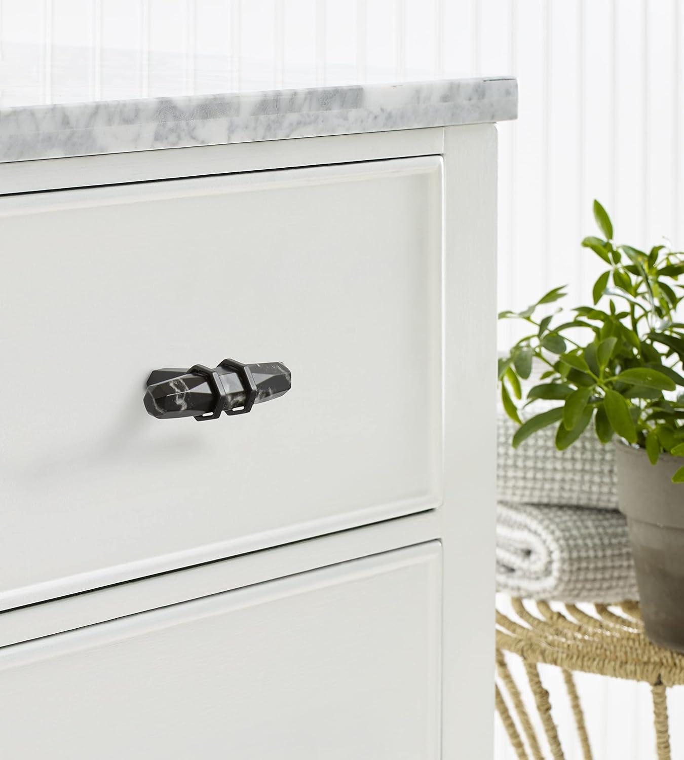 imageAmerock Cabinet Knob Marble WhiteOilRubbed Bronze 212 inch 64 mm Length Carrione 1 Pack Drawer Knob Cabinet HardwareMarble BlackBlack Bronze