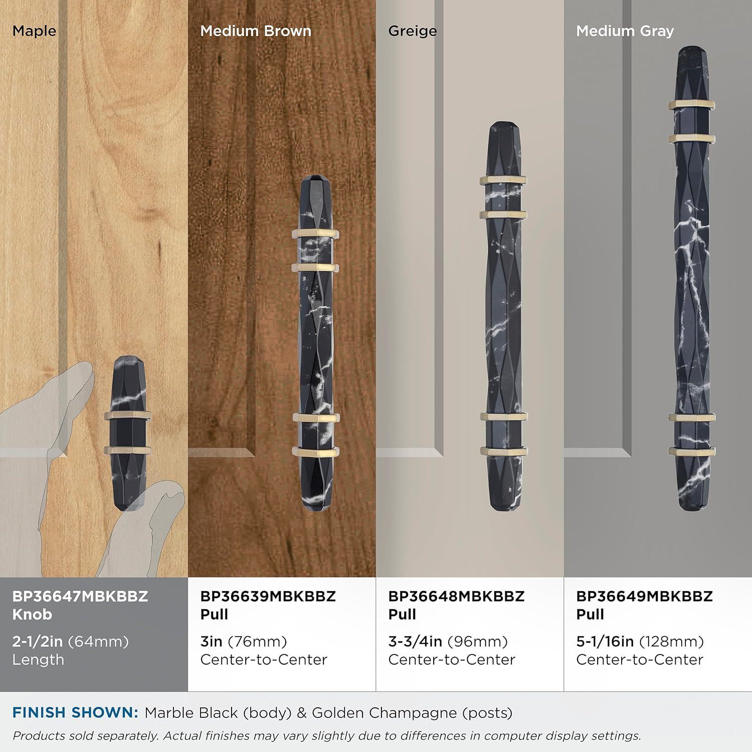 imageAmerock Cabinet Knob Marble WhiteOilRubbed Bronze 212 inch 64 mm Length Carrione 1 Pack Drawer Knob Cabinet HardwareMarble BlackGolden Champagne