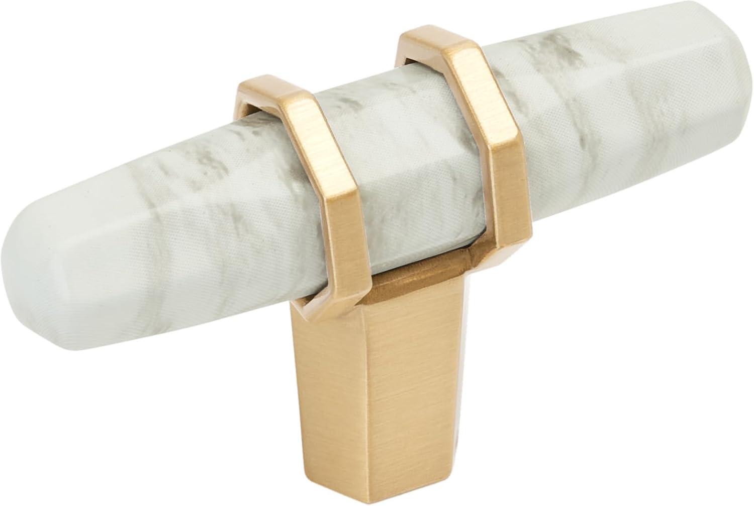 imageAmerock Cabinet Knob Marble WhiteOilRubbed Bronze 212 inch 64 mm Length Carrione 1 Pack Drawer Knob Cabinet HardwareMarble WhiteChampagne Bronze
