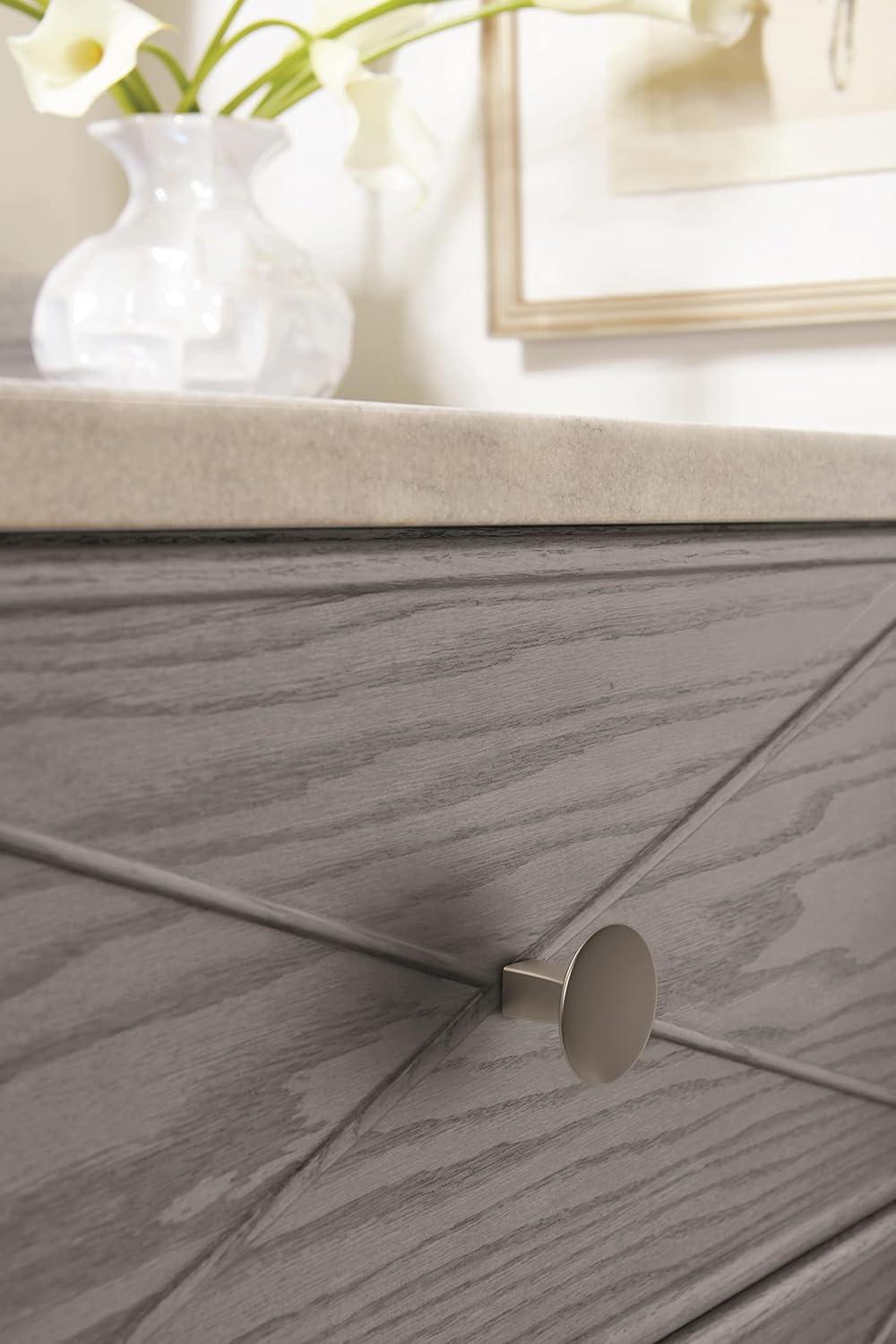 imageAmerock Cabinet Knob Matte Black 114 inch 32 mm Diameter Riva 1 Pack Drawer Knob Cabinet HardwareSatin Nickel