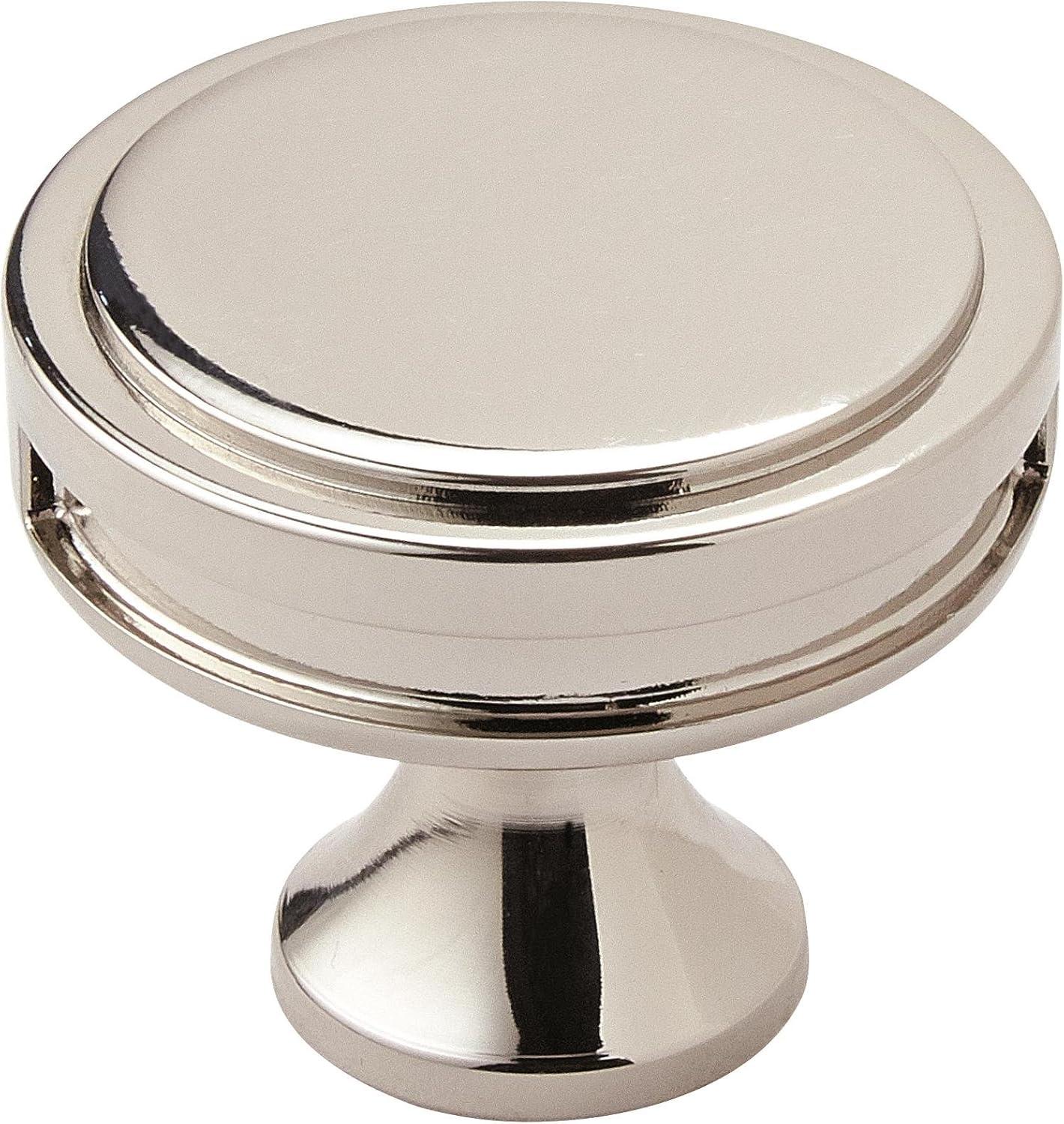 imageAmerock Cabinet Knob Matte Black 138 inch 35 mm Diameter Oberon 1 Pack Drawer Knob Cabinet HardwarePolished Nickel