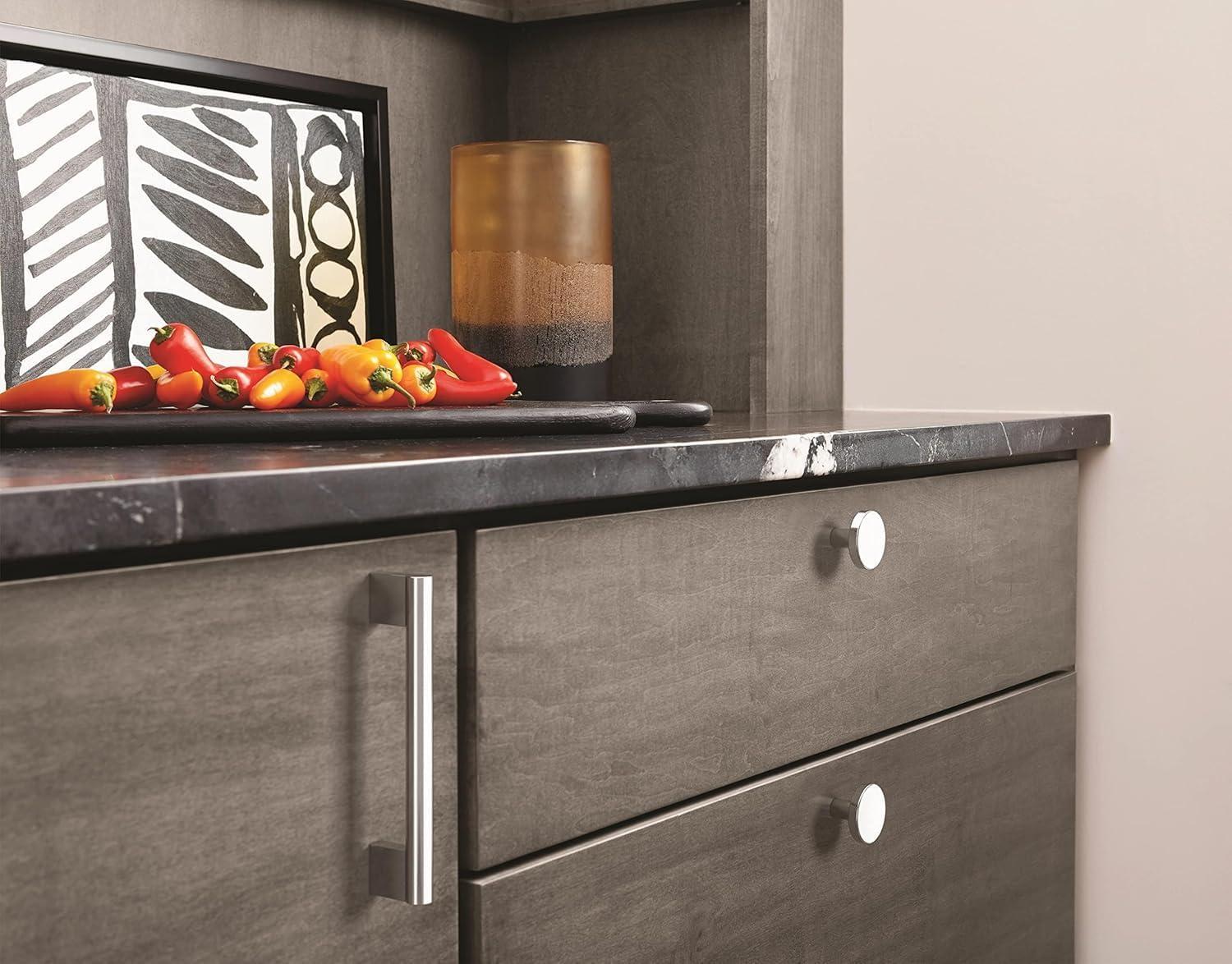 imageAmerock Cabinet Knob Matte Black 138 inch 35 mm Diameter Versa 1 Pack Drawer Knob Cabinet HardwarePolished Chrome
