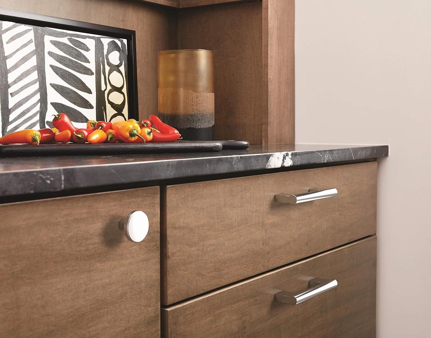 imageAmerock Cabinet Knob Matte Black 138 inch 35 mm Diameter Versa 1 Pack Drawer Knob Cabinet HardwarePolished Chrome