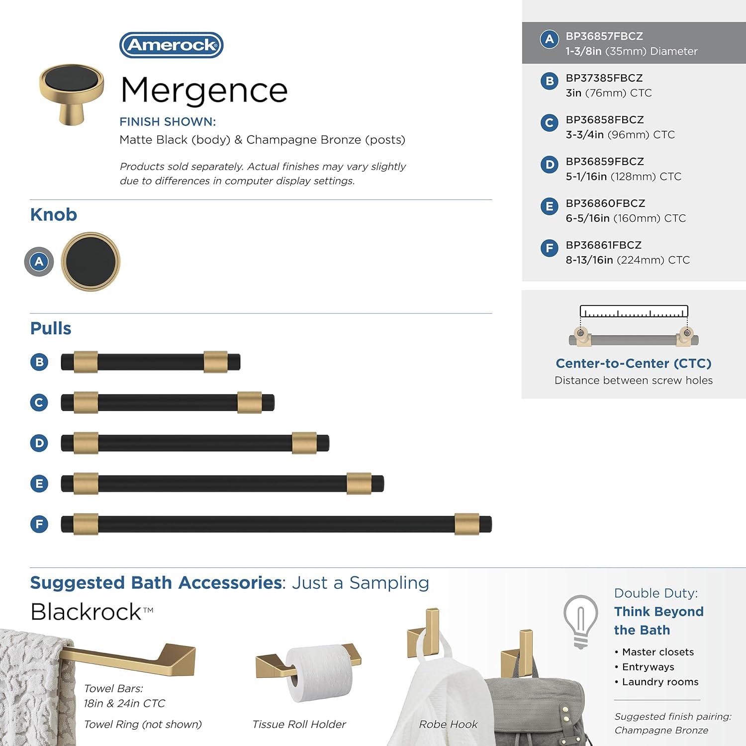 imageAmerock Cabinet Knob Matte BlackChampagne Bronze 138 inch 35 mm Diameter Mergence 1 Pack Drawer Knob Cabinet HardwareMatte BlackChampagne Bronze