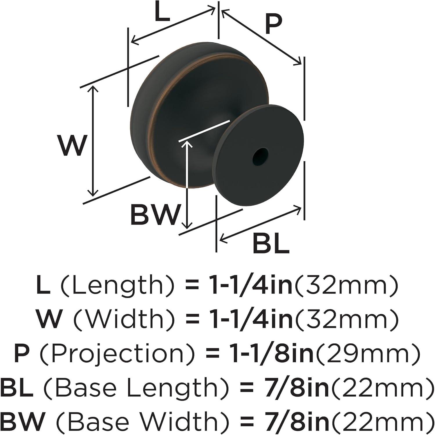imageAmerock Cabinet Knob Oil Rubbed Bronze 114 inch 32 mm Diameter Renown 1 Pack Drawer Knob Cabinet HardwareOil Rubbed Bronze
