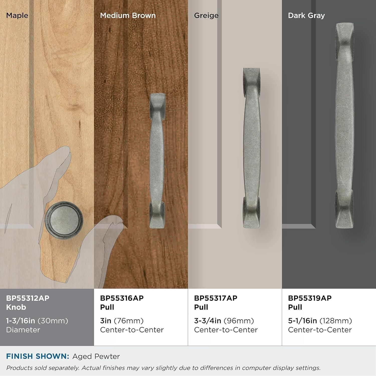 imageAmerock Cabinet Knob Satin Nickel 138 inch 35 mm Length Highland Ridge 1 Pack Drawer Knob Cabinet HardwareAged Pewter