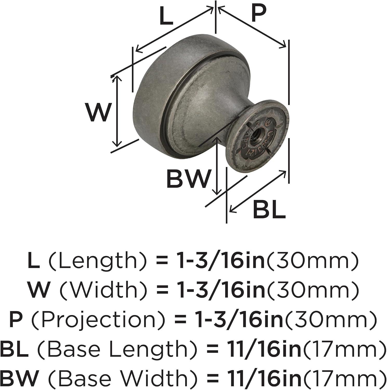 imageAmerock Cabinet Knob Satin Nickel 138 inch 35 mm Length Highland Ridge 1 Pack Drawer Knob Cabinet HardwareAged Pewter