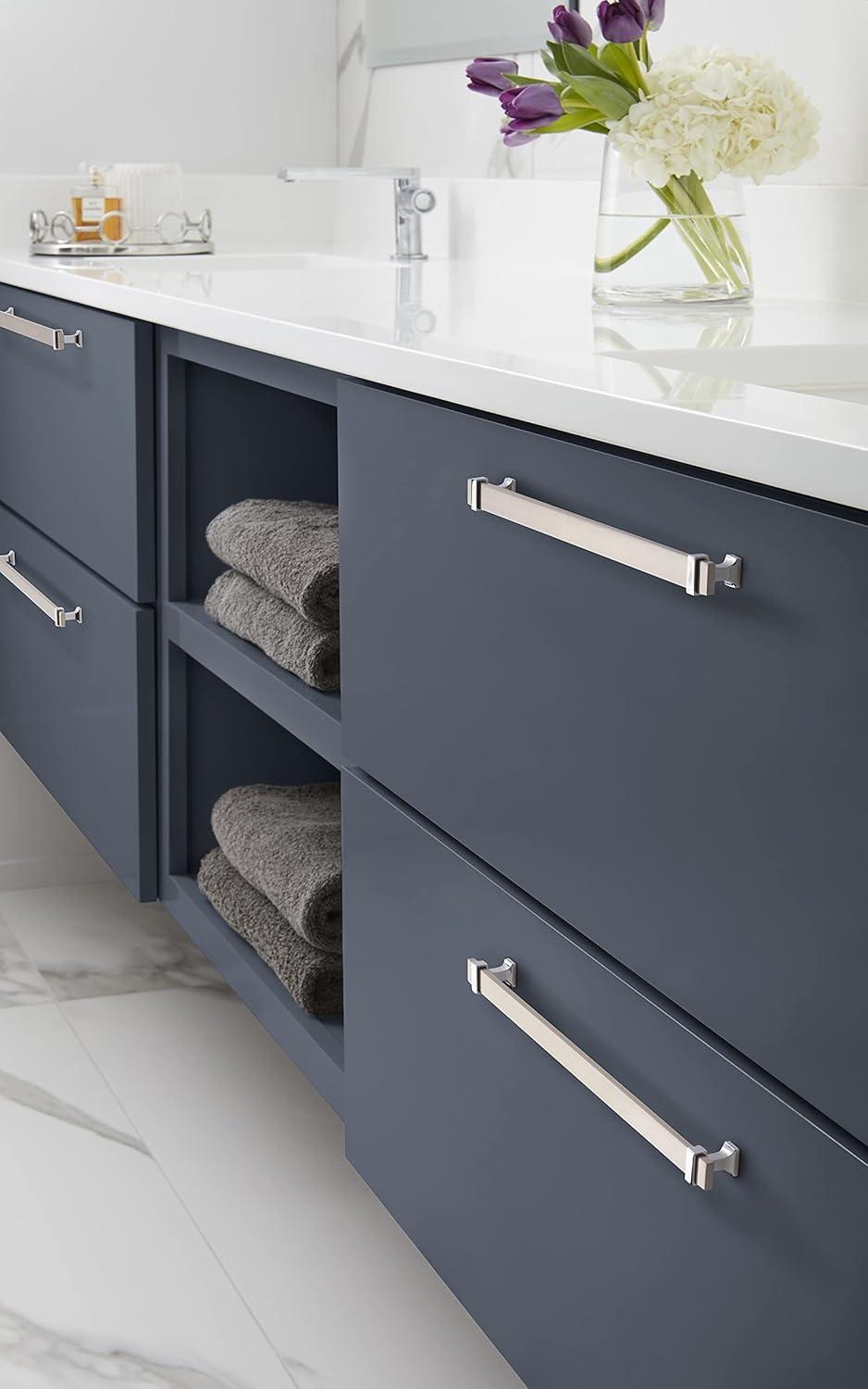 imageAmerock Cabinet Pull Brushed Matte BlackSatin Nickel 11516 inch 288 mm Center to Center Overton 1 Pack Drawer Pull Drawer Handle Cabinet HardwareSatin NickelPolished Chrome
