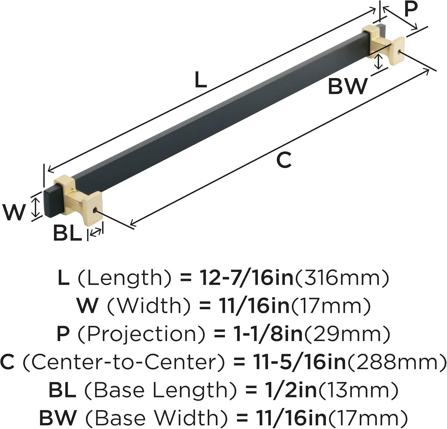 imageAmerock Cabinet Pull Brushed Matte BlackSatin Nickel 11516 inch 288 mm Center to Center Overton 1 Pack Drawer Pull Drawer Handle Cabinet HardwareBrushed Matte BlackBrushed Gold