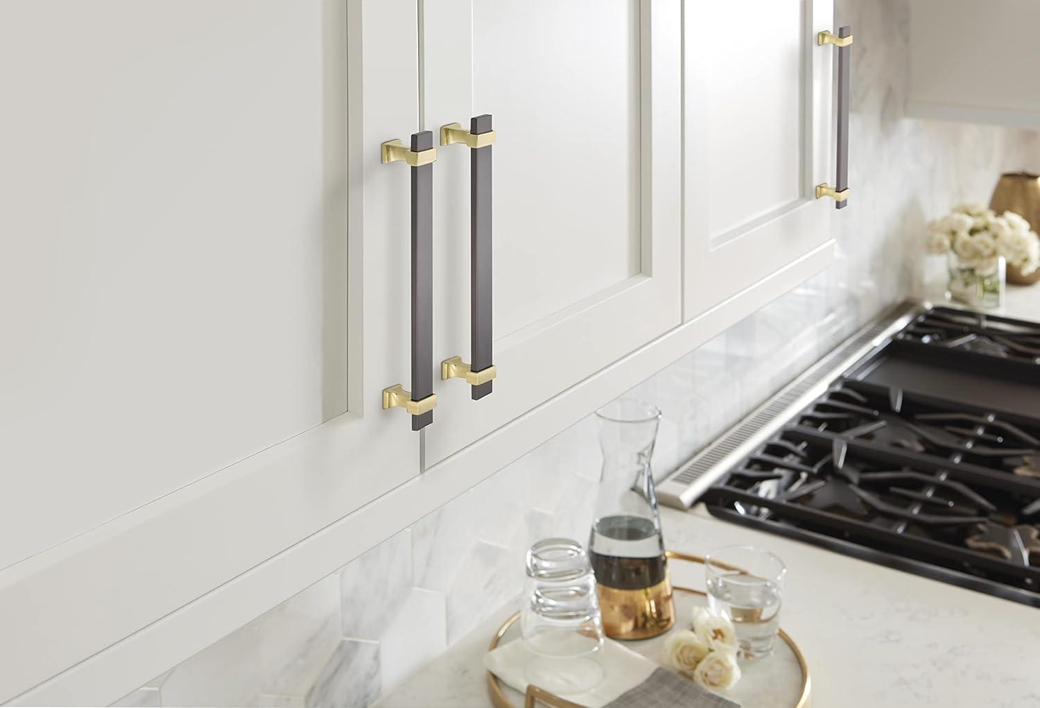 imageAmerock Cabinet Pull Brushed Matte BlackSatin Nickel 5116 inch 128 mm Center to Center Overton 1 Pack Drawer Pull Drawer Handle Cabinet HardwareBlack ChromeBrushed Gold