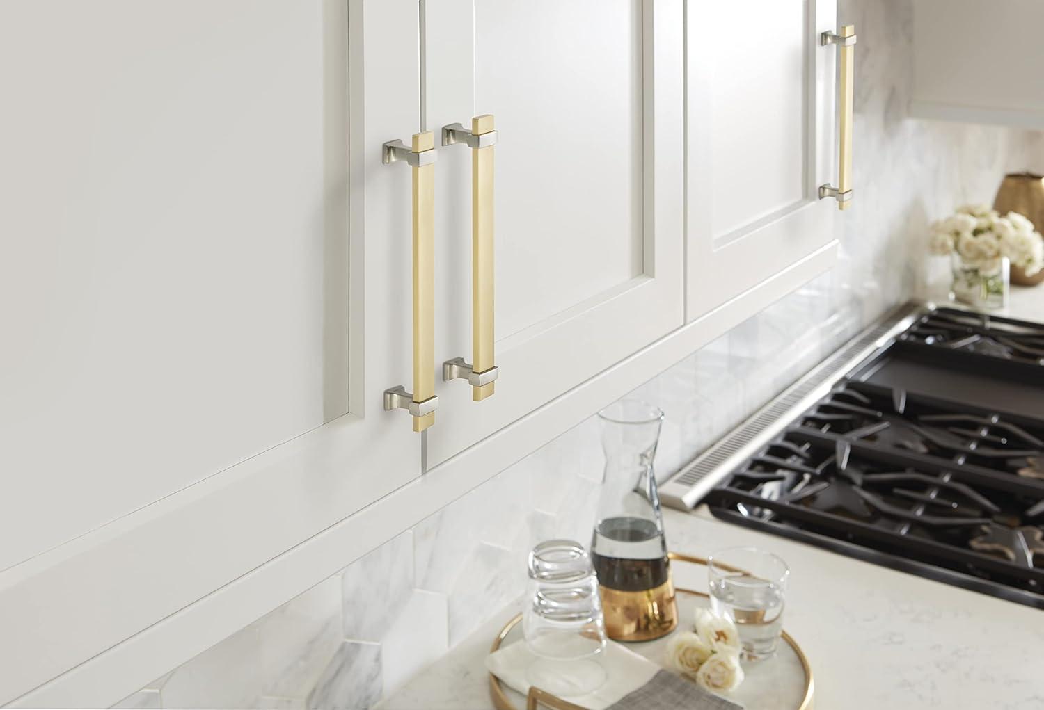 imageAmerock Cabinet Pull Brushed Matte BlackSatin Nickel 5116 inch 128 mm Center to Center Overton 1 Pack Drawer Pull Drawer Handle Cabinet HardwareBrushed GoldSatin Nickel