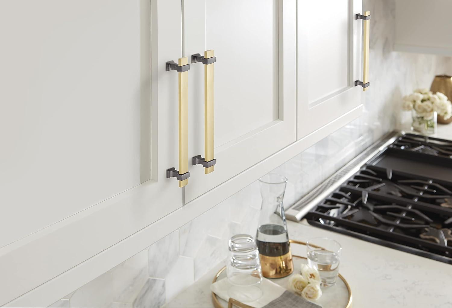 imageAmerock Cabinet Pull Brushed Matte BlackSatin Nickel 5116 inch 128 mm Center to Center Overton 1 Pack Drawer Pull Drawer Handle Cabinet HardwareBrushed GoldBlack Chrome