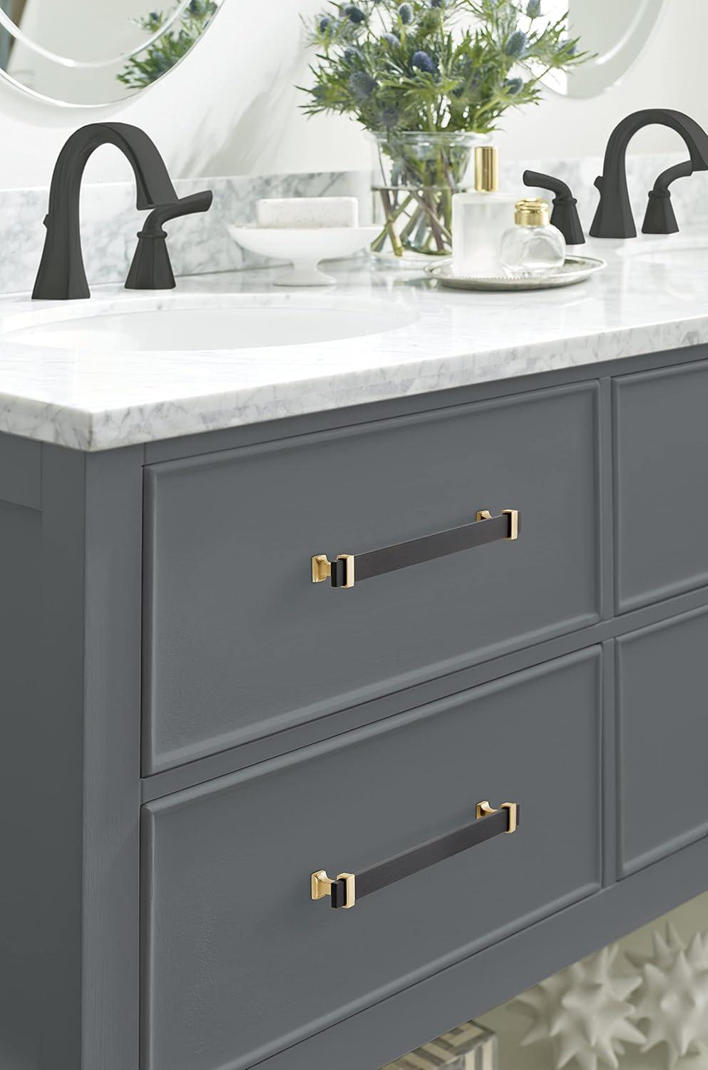 imageAmerock Cabinet Pull Brushed Matte BlackSatin Nickel 5116 inch 128 mm Center to Center Overton 1 Pack Drawer Pull Drawer Handle Cabinet HardwareBrushed Matte BlackBrushed Gold