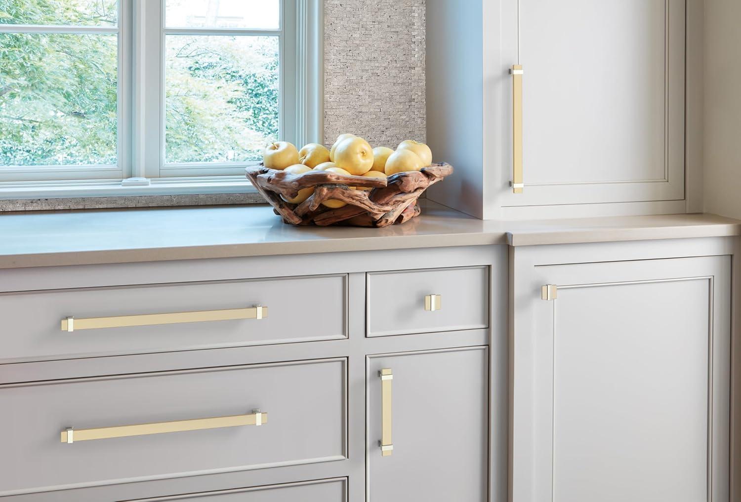 imageAmerock Cabinet Pull Brushed Matte BlackSatin Nickel 5116 inch 128 mm Center to Center Overton 1 Pack Drawer Pull Drawer Handle Cabinet HardwareGolden ChampagneSatin Nickel