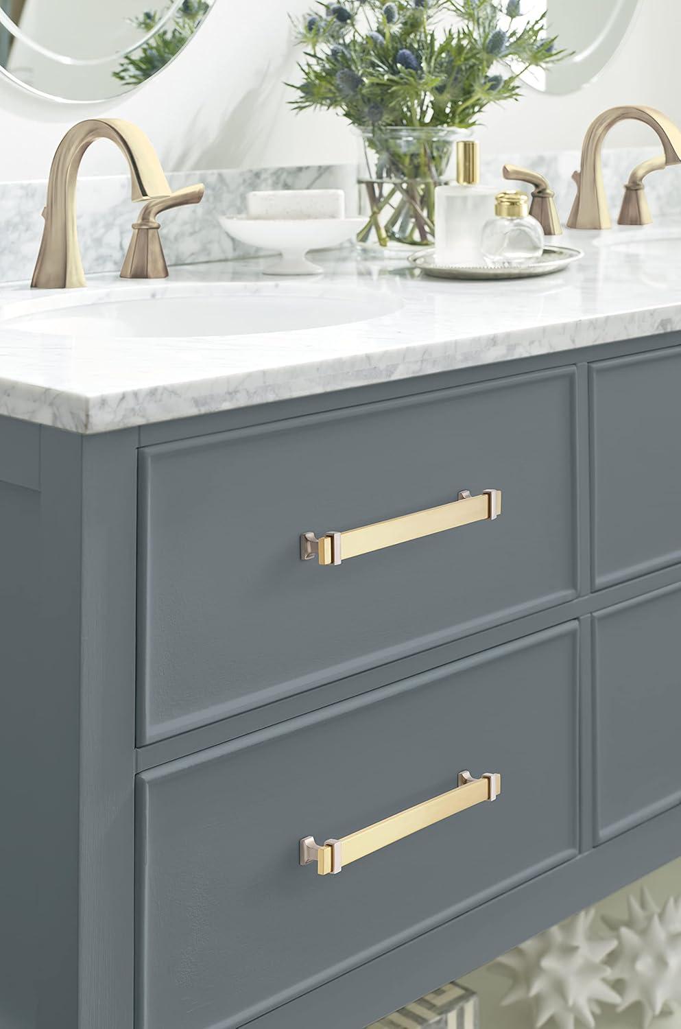 imageAmerock Cabinet Pull Brushed Matte BlackSatin Nickel 5116 inch 128 mm Center to Center Overton 1 Pack Drawer Pull Drawer Handle Cabinet HardwareBrushed GoldSatin Nickel
