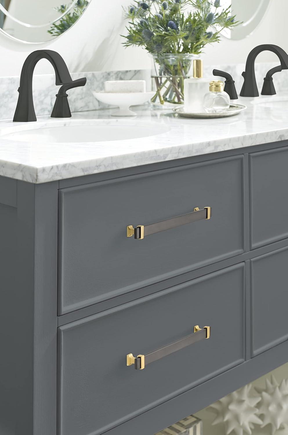 imageAmerock Cabinet Pull Brushed Matte BlackSatin Nickel 5116 inch 128 mm Center to Center Overton 1 Pack Drawer Pull Drawer Handle Cabinet HardwareBlack ChromeBrushed Gold