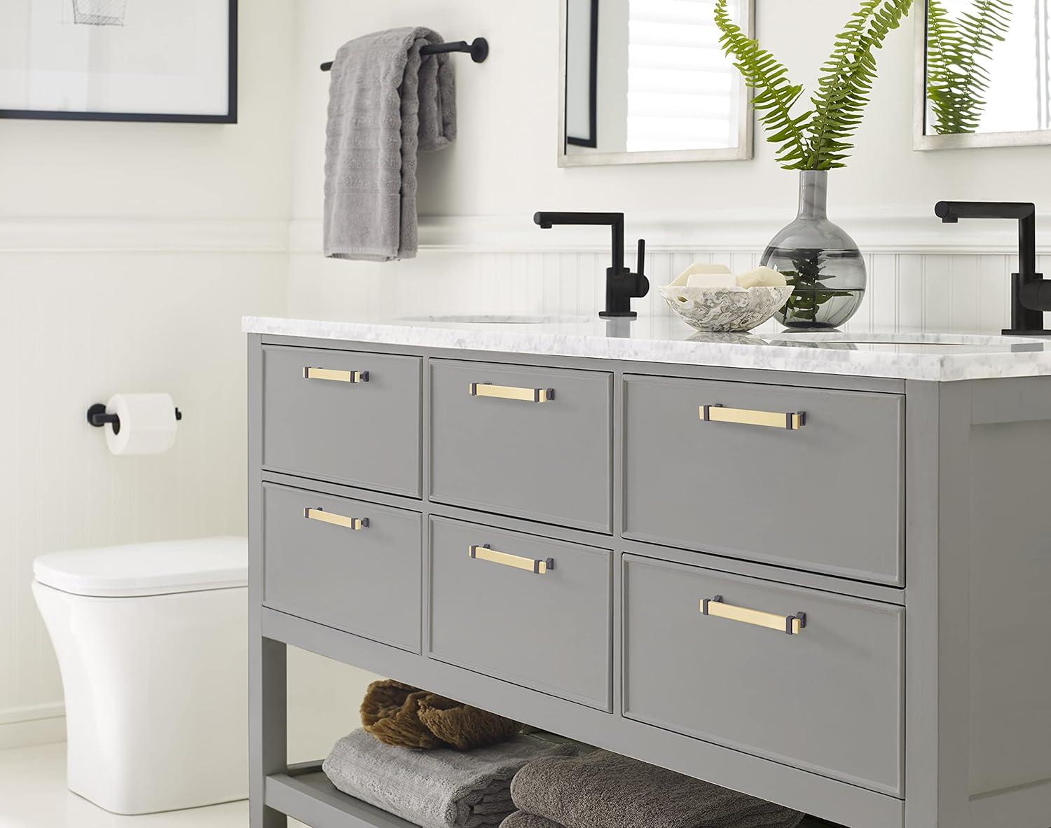 imageAmerock Cabinet Pull Brushed Matte BlackSatin Nickel 5116 inch 128 mm Center to Center Overton 1 Pack Drawer Pull Drawer Handle Cabinet HardwareBrushed GoldBlack Chrome