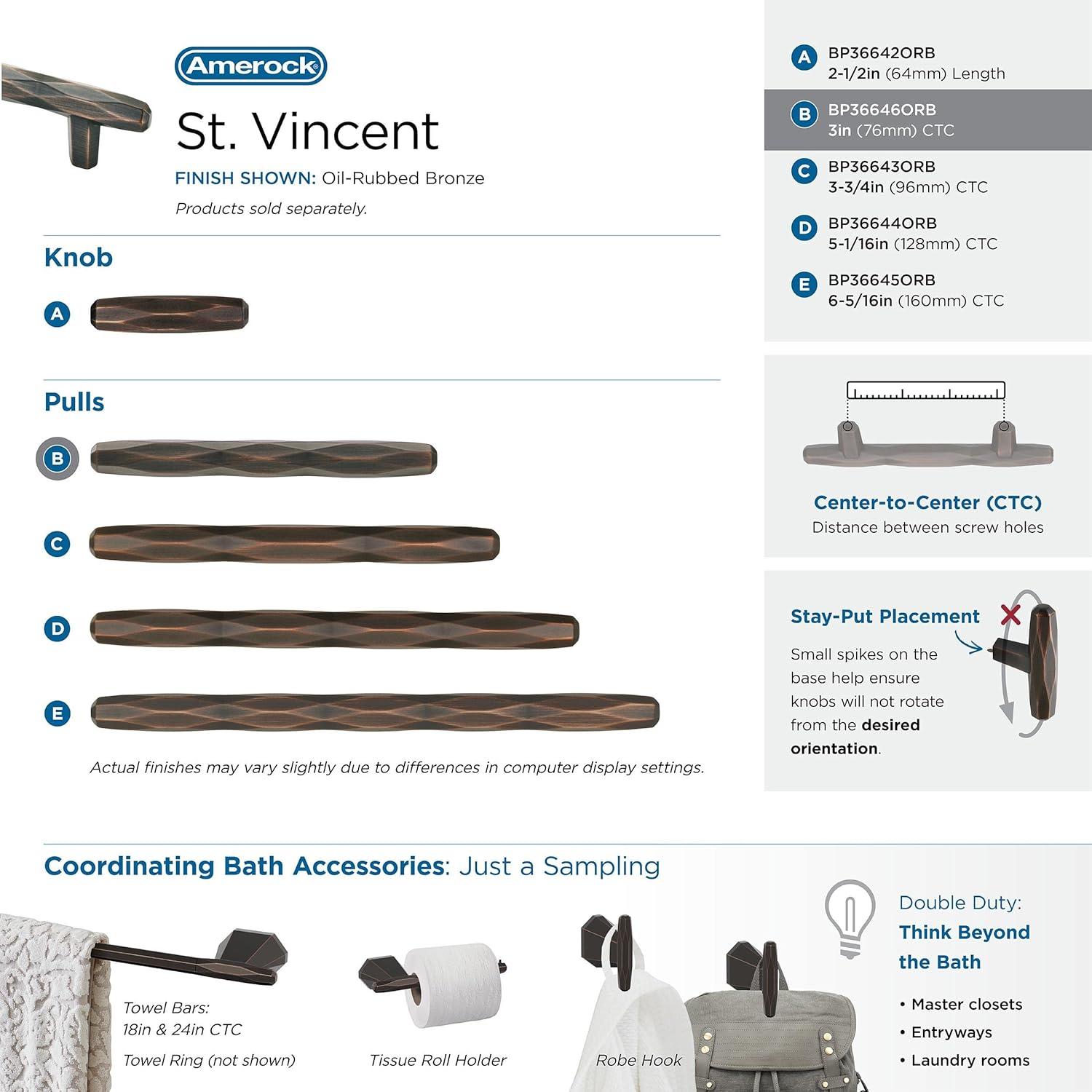 imageAmerock Cabinet Pull Champagne Bronze 5116 inch 128 mm Center to Center St Vincent 1 Pack Drawer Pull Drawer Handle Cabinet HardwareOil Rubbed Bronze