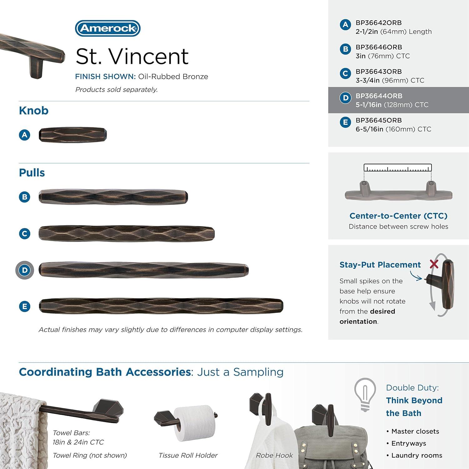 imageAmerock Cabinet Pull Champagne Bronze 5116 inch 128 mm Center to Center St Vincent 1 Pack Drawer Pull Drawer Handle Cabinet HardwareOil Rubbed Bronze