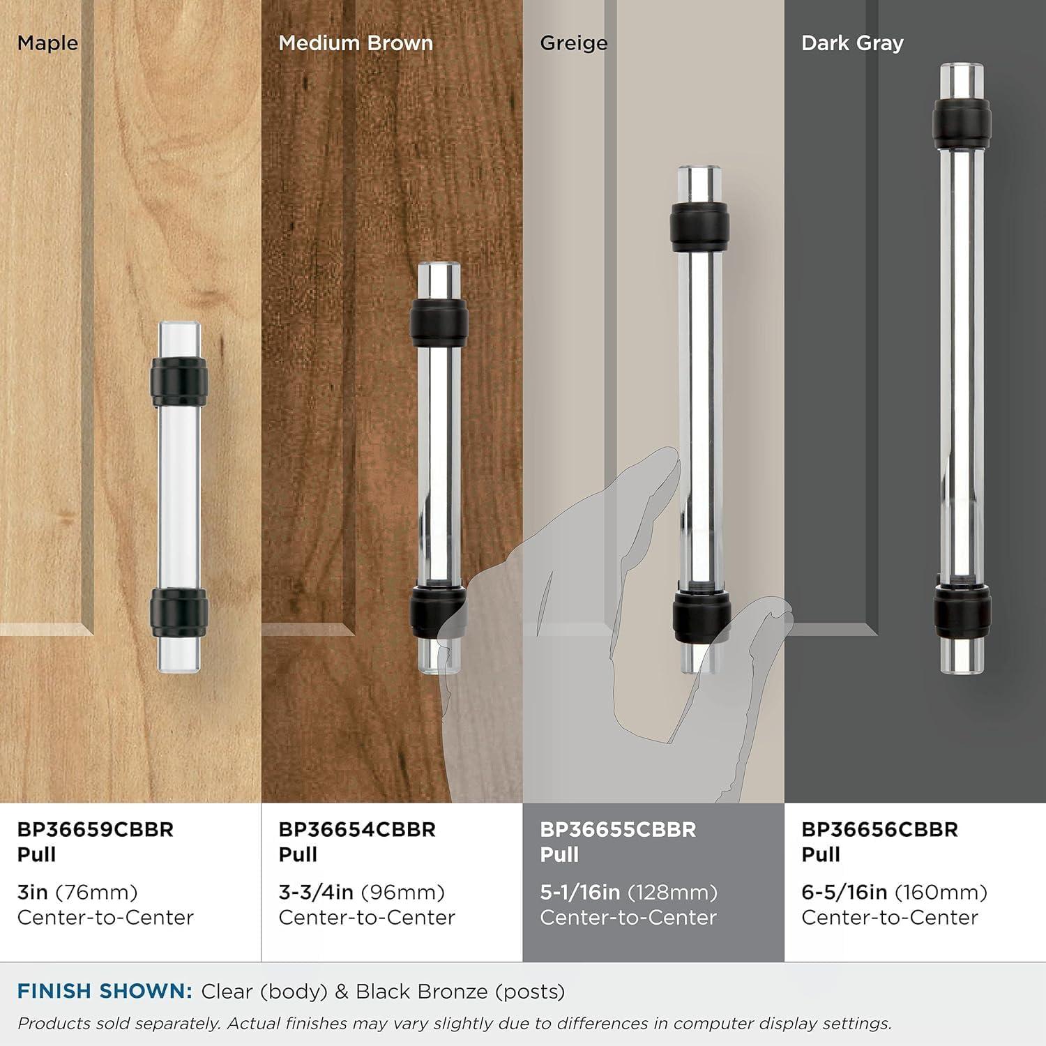imageAmerock Cabinet Pull ClearPolished Chrome 5116 inch 128 mm Center to Center Glacio 1 Pack Drawer Pull Drawer Handle Cabinet HardwareClearBlack Bronze