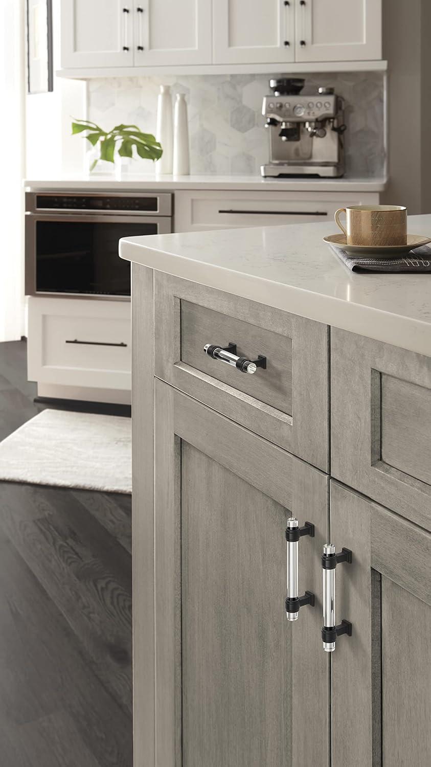 imageAmerock Cabinet Pull ClearPolished Chrome 5116 inch 128 mm Center to Center Glacio 1 Pack Drawer Pull Drawer Handle Cabinet HardwareClearBlack Bronze